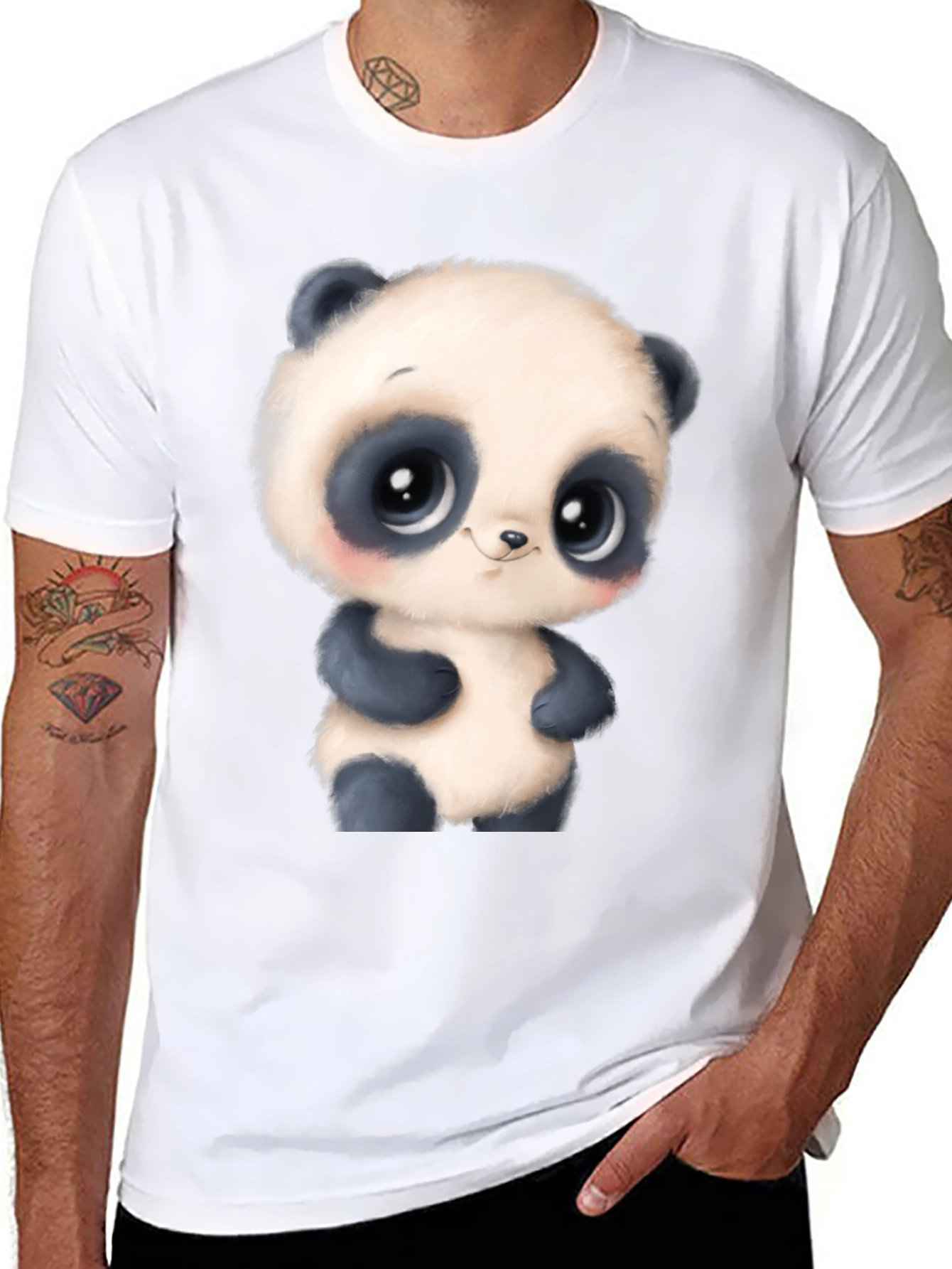 Cute Cartoon Panda Bear Graphic T-Shirt
