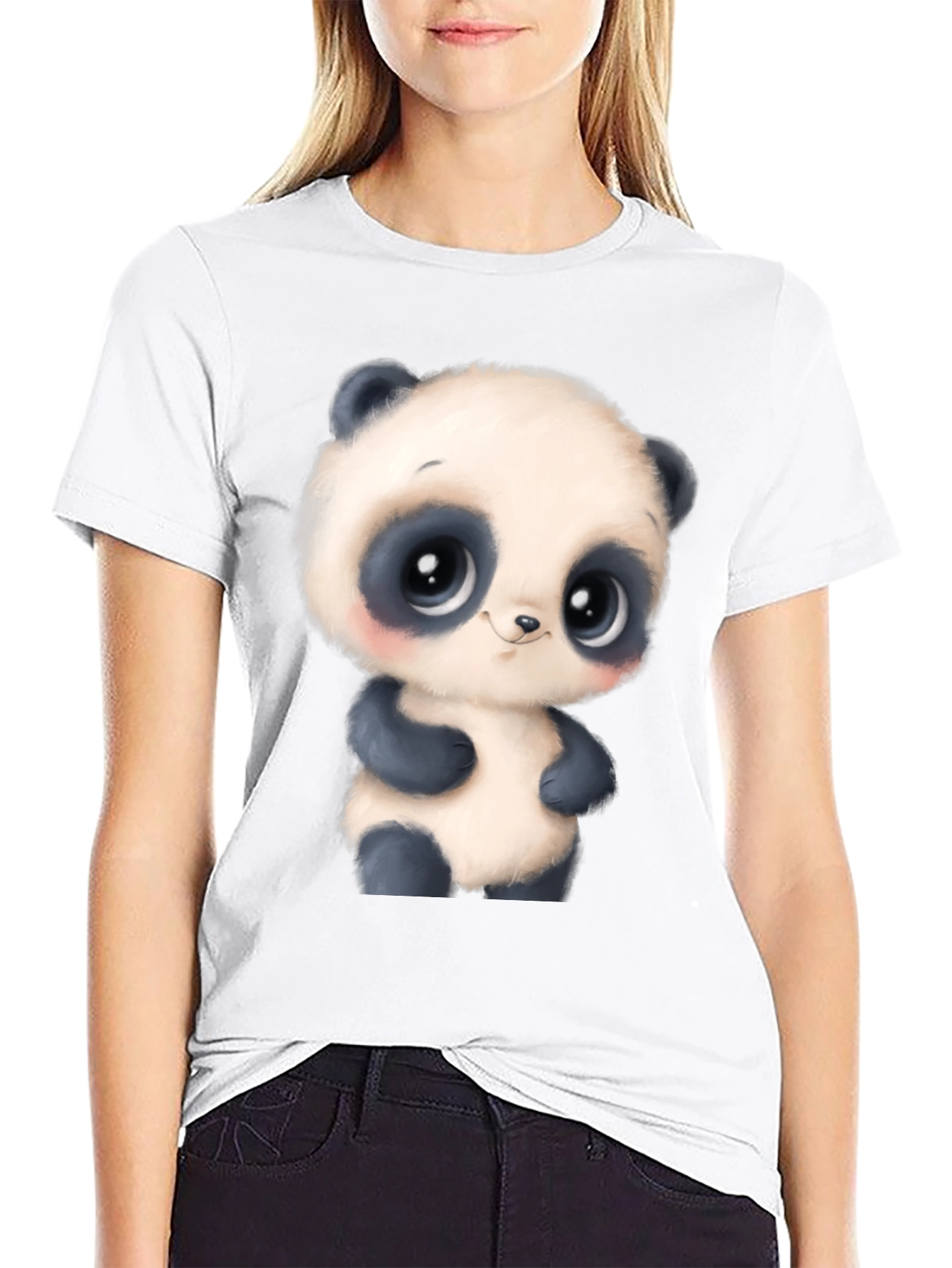 Cute Cartoon Panda Bear Graphic T-Shirt