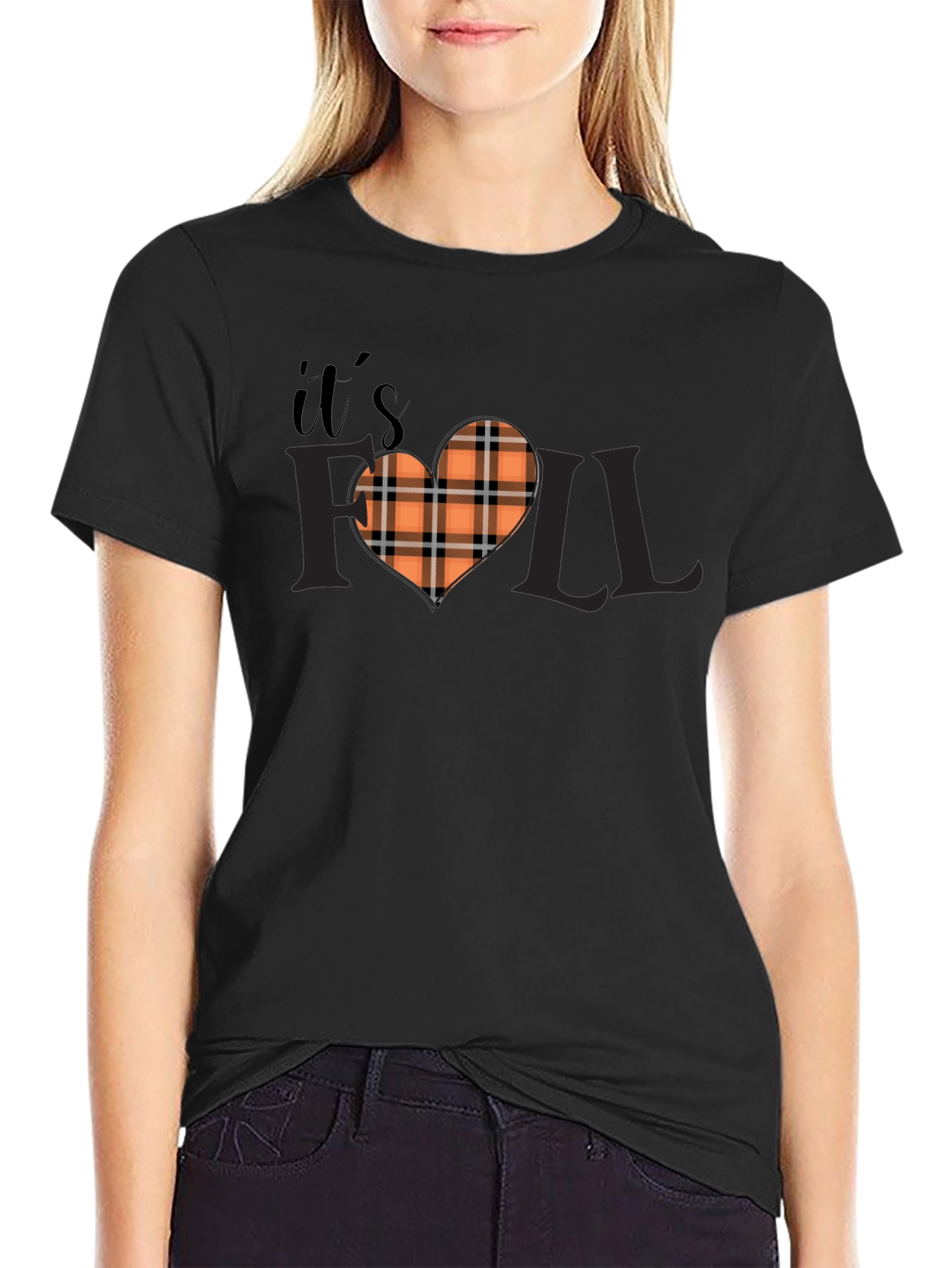 Its Fall Yall Plaid Heart Graphic Tee
