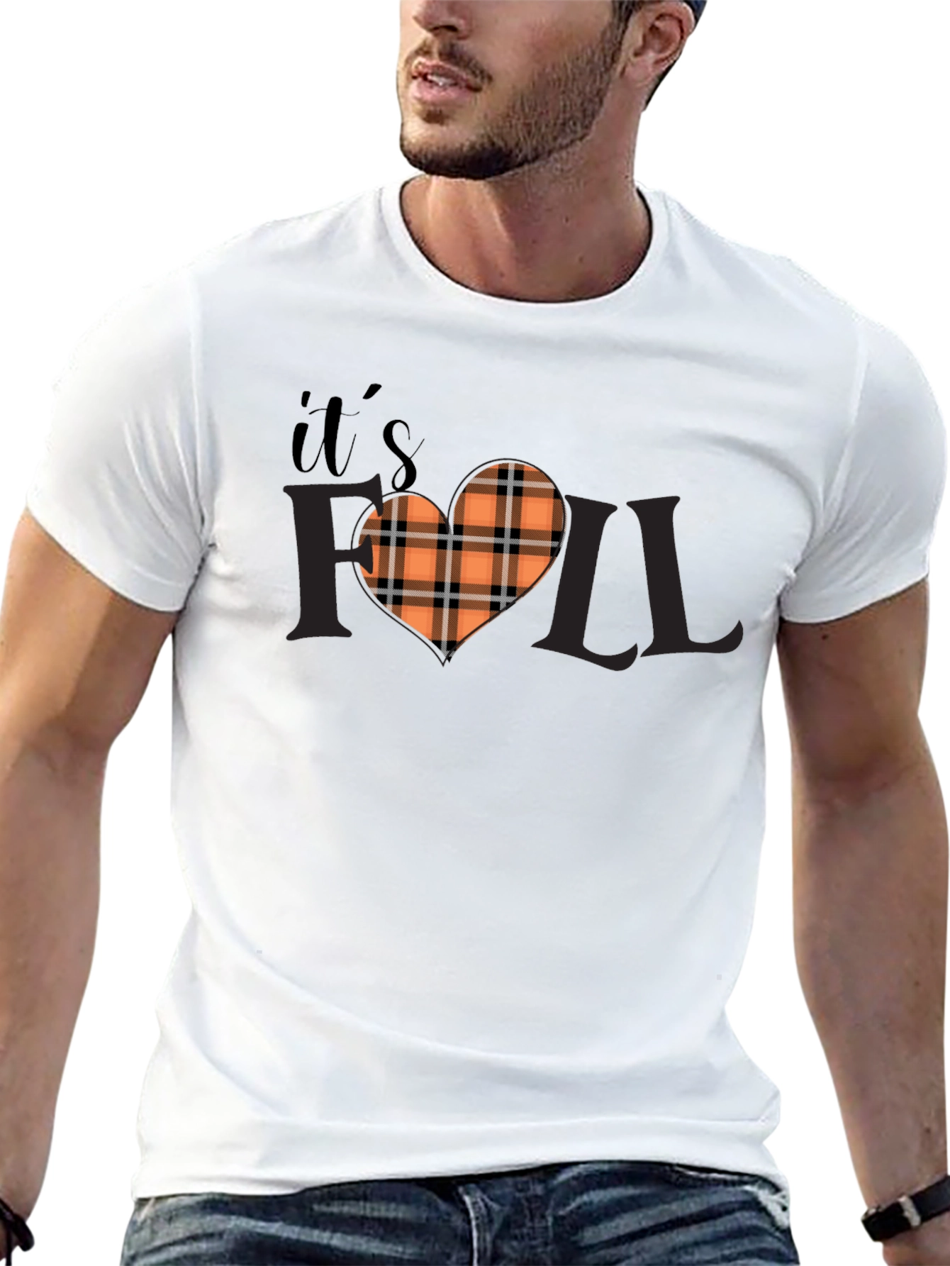Its Fall Yall Plaid Heart Graphic Tee