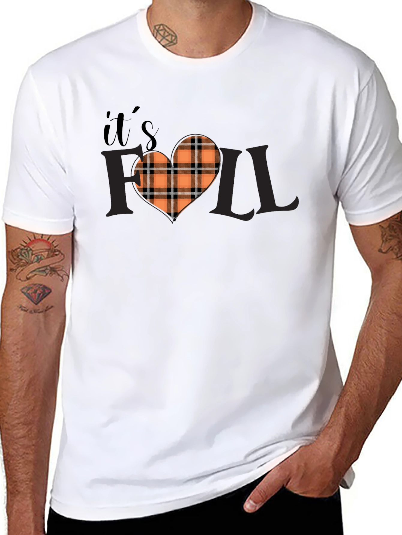 Its Fall Yall Plaid Heart Graphic Tee