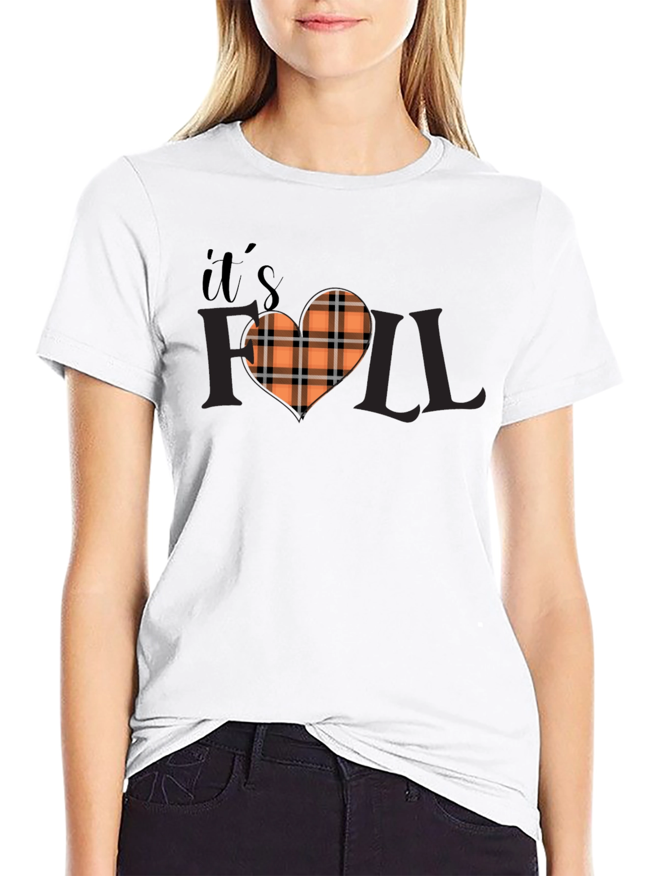Its Fall Yall Plaid Heart Graphic Tee