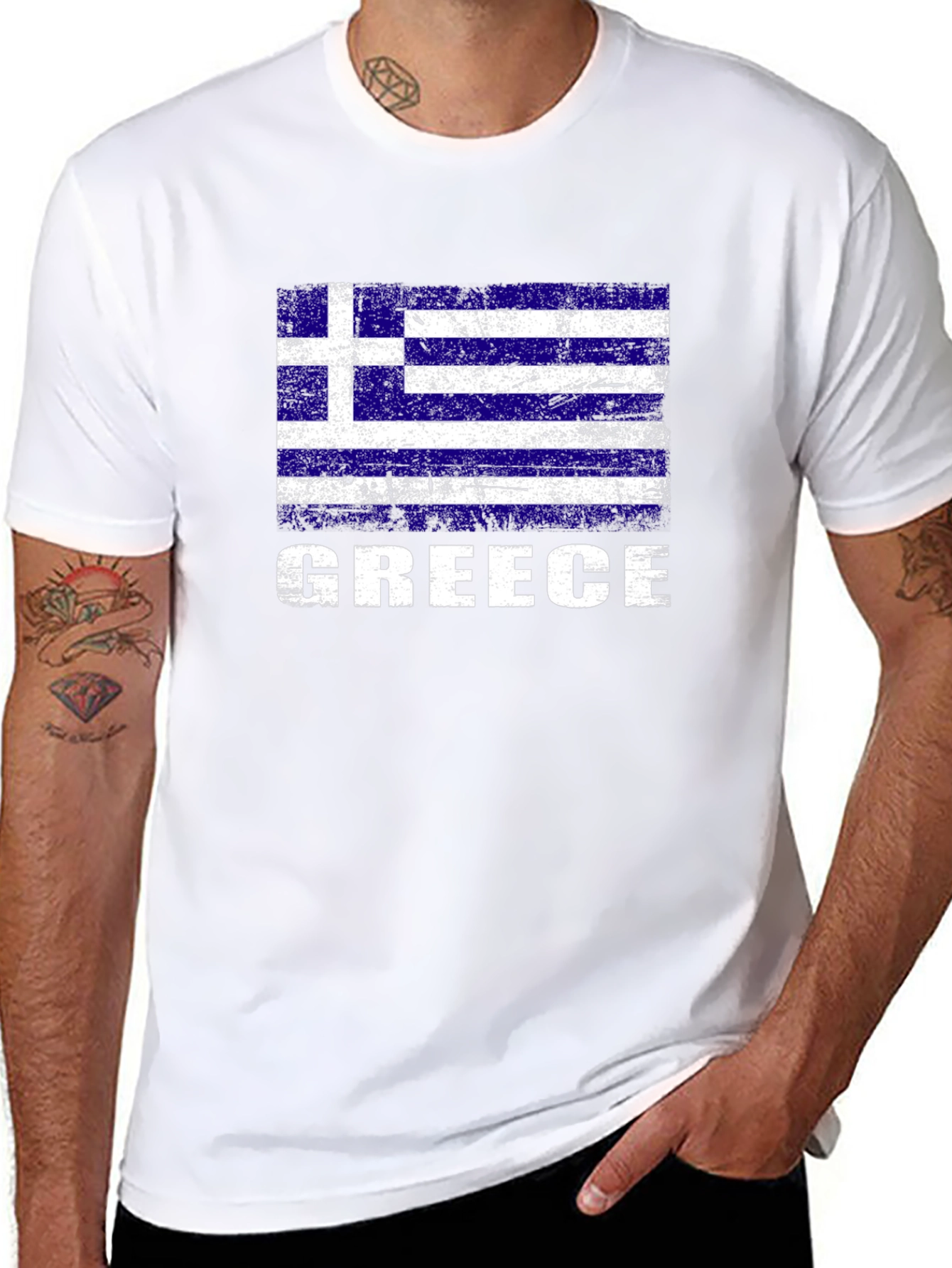 Greece Flag T-Shirt - Distressed Graphic Tee