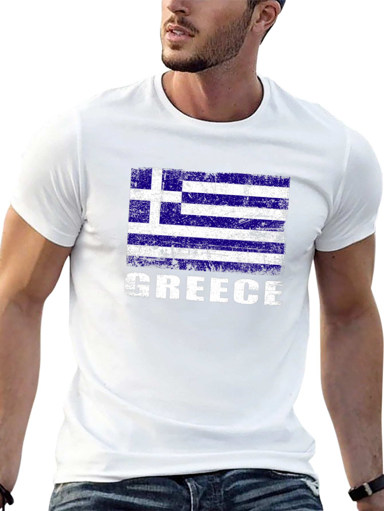Greece Flag T-Shirt - Distressed Graphic Tee