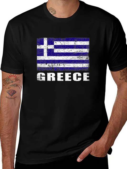 Greece Flag T-Shirt - Distressed Graphic Tee