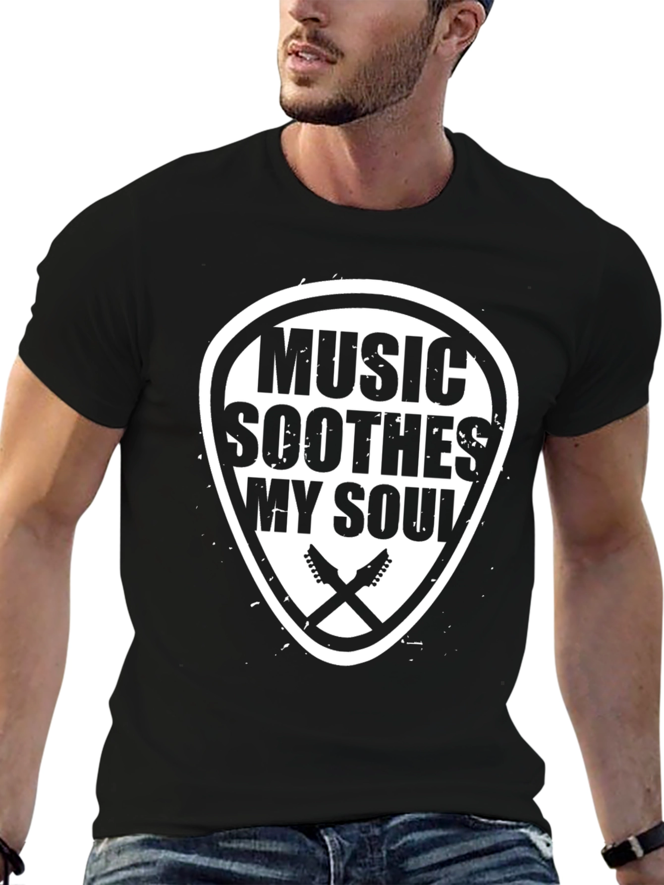 Music Soothes My Soul Black Graphic T-Shirt