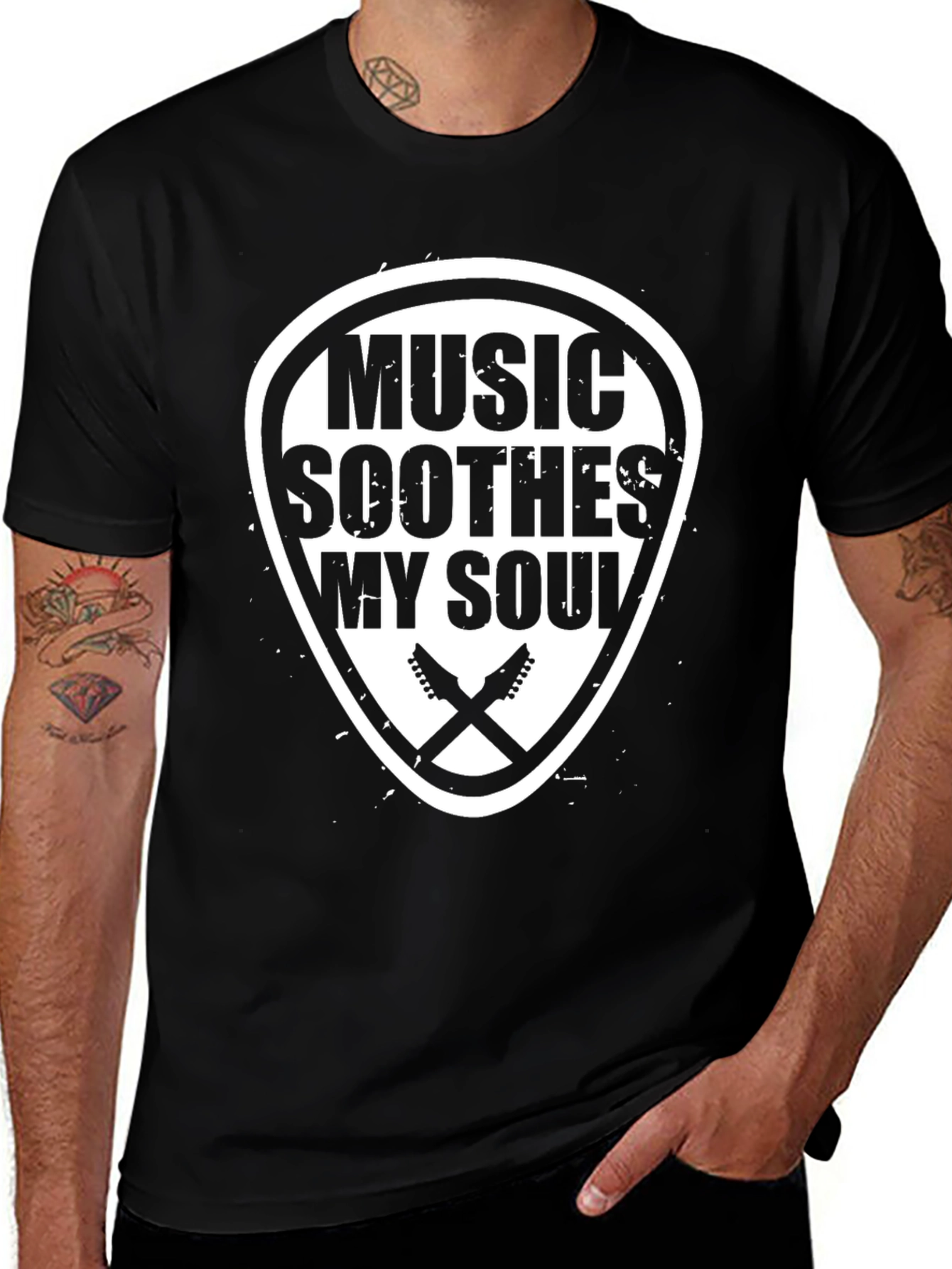 Music Soothes My Soul Black Graphic T-Shirt