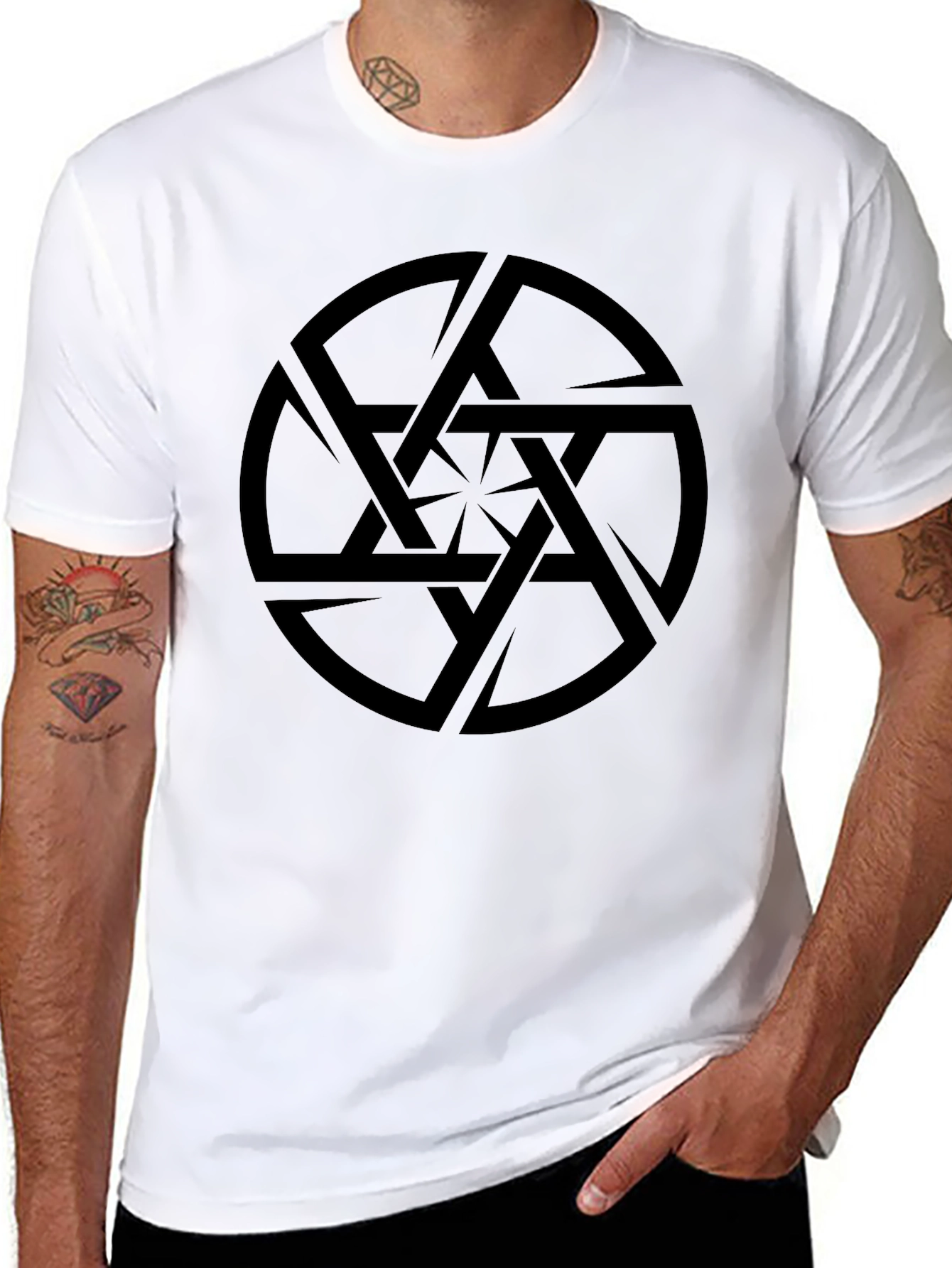 Abstract Geometric Design Black T-Shirt