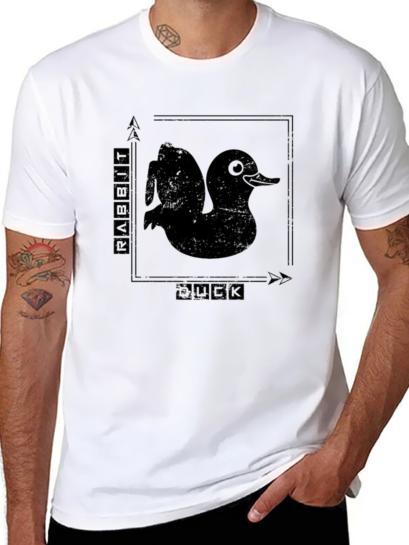 Rabbit Duck Illusion Graphic T-Shirt