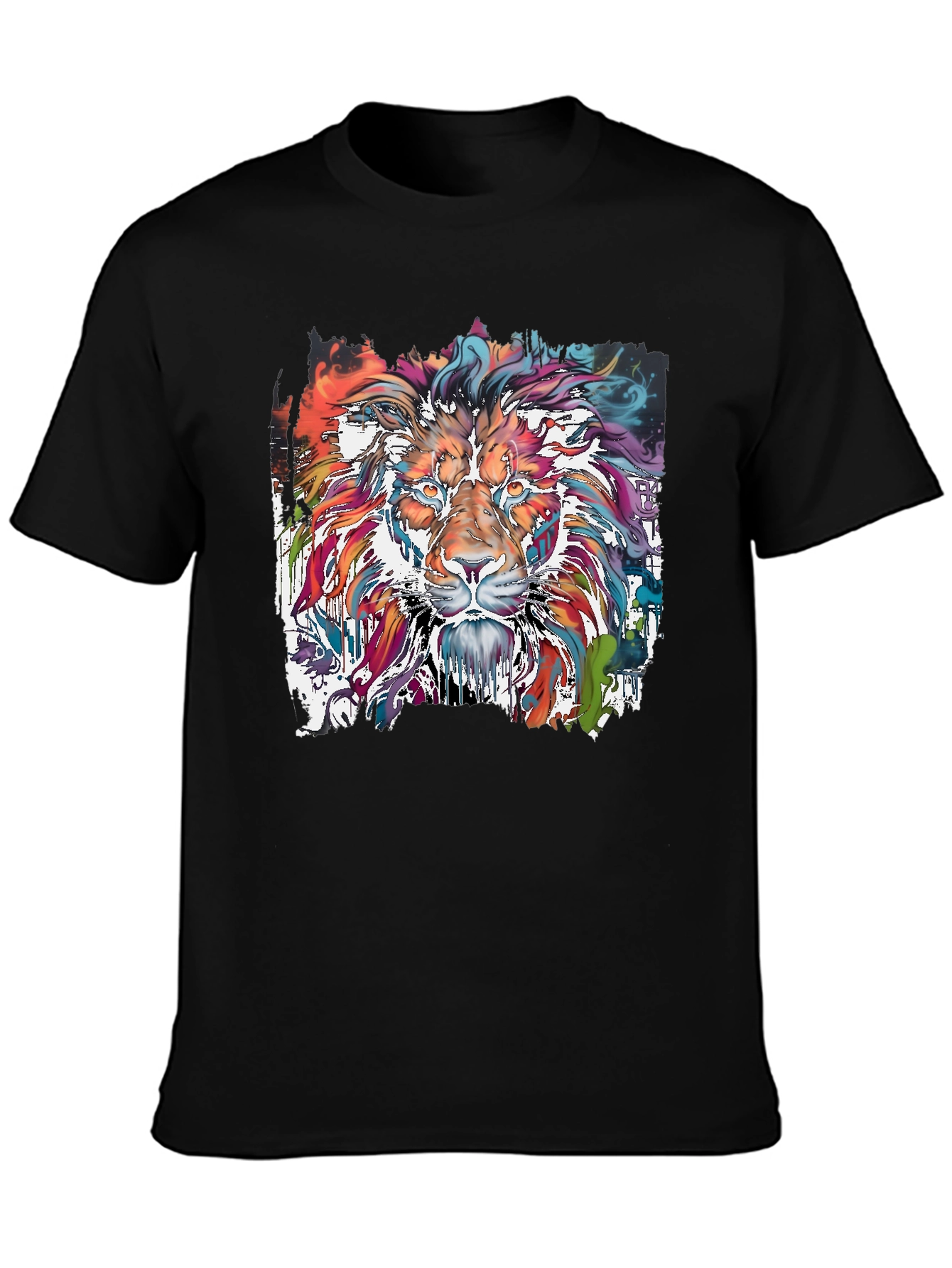 Vibrant Lion Graphic Tee - Stylish Mens T-Shirt