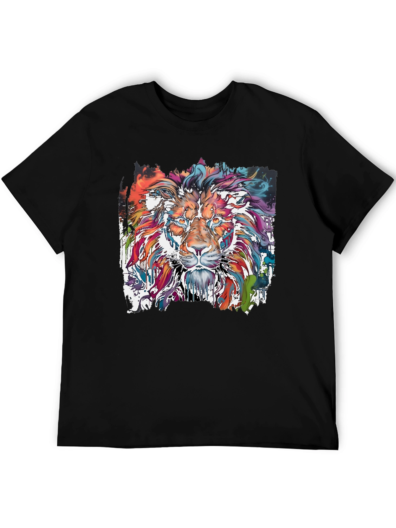 Vibrant Lion Graphic Tee - Stylish Mens T-Shirt