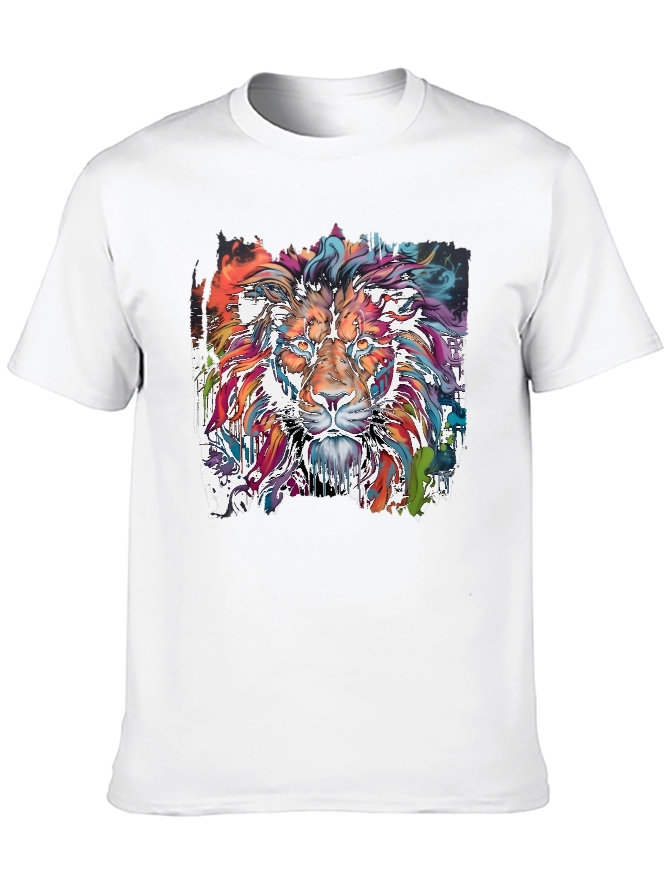 Vibrant Lion Graphic Tee - Stylish Mens T-Shirt