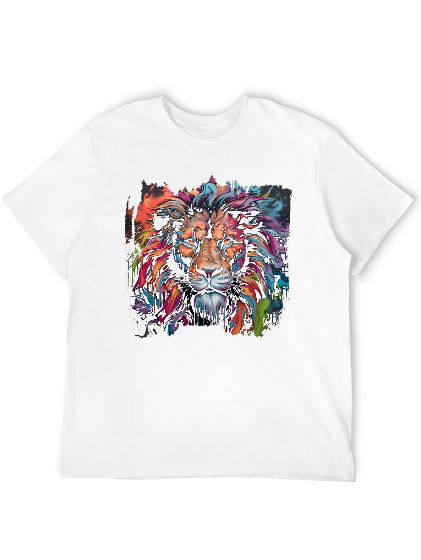 Vibrant Lion Graphic Tee - Stylish Mens T-Shirt