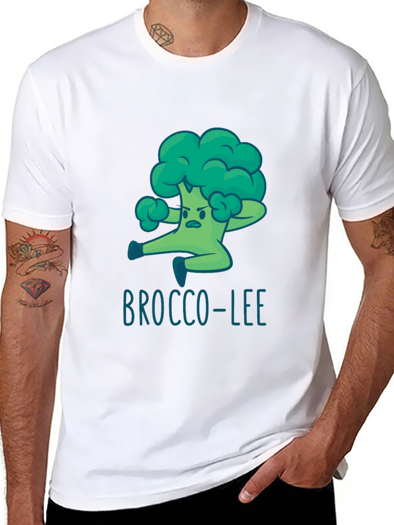 Brocco-Lee T-Shirt - Funny Cartoon Broccoli Martial Arts Tee