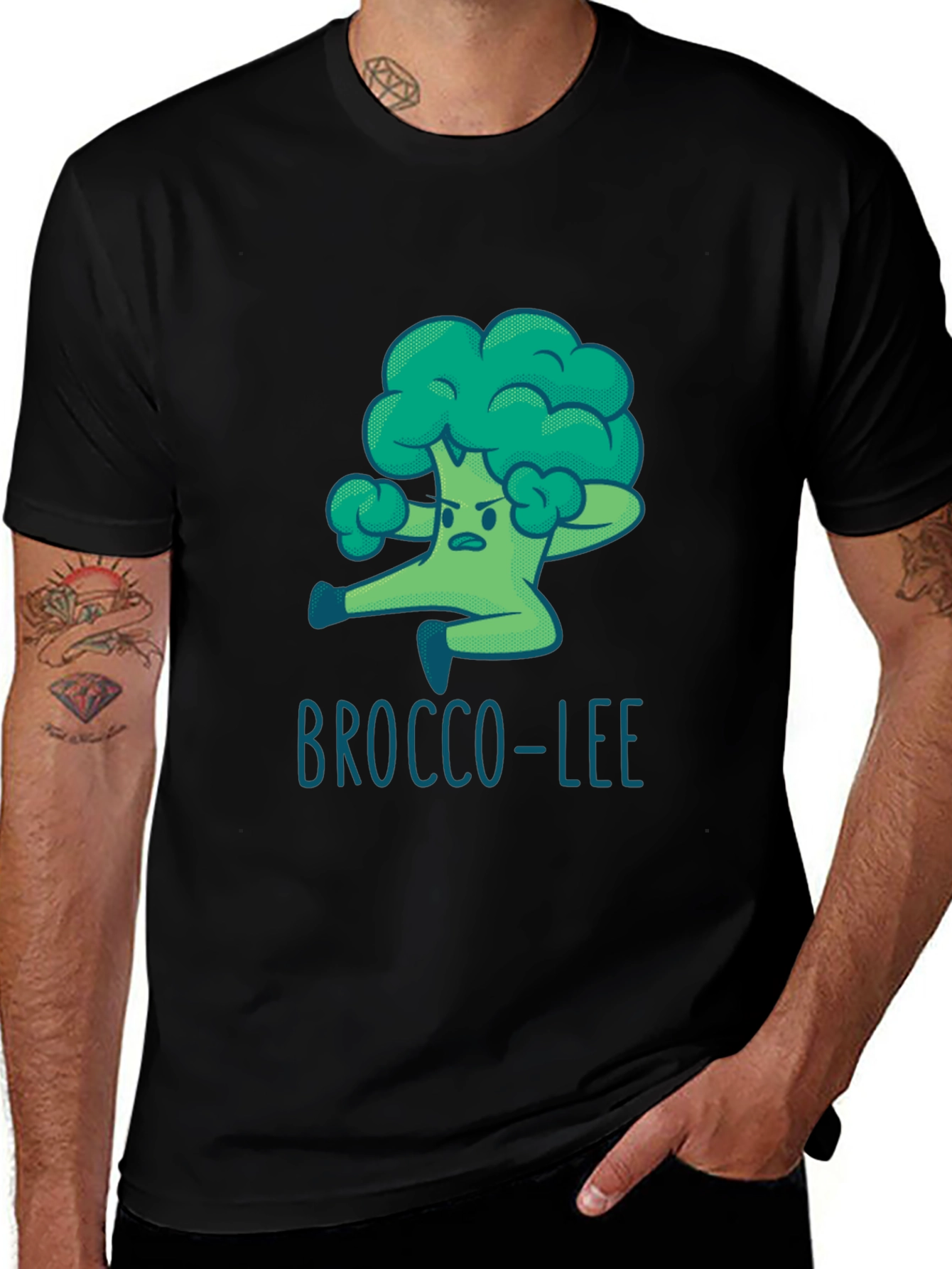 Brocco-Lee T-Shirt - Funny Cartoon Broccoli Martial Arts Tee