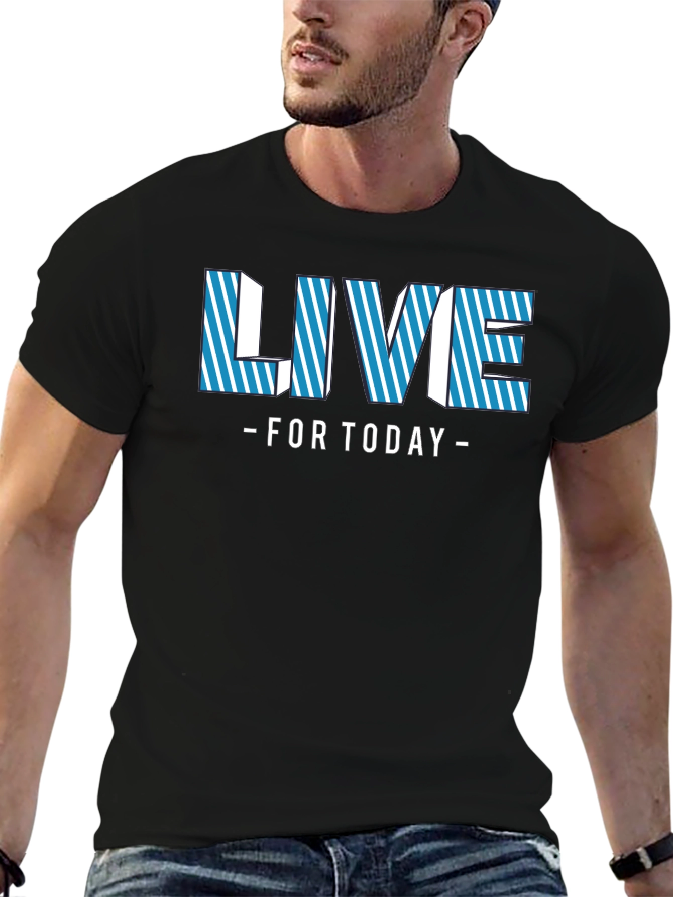 Live For Today Black Graphic Tee