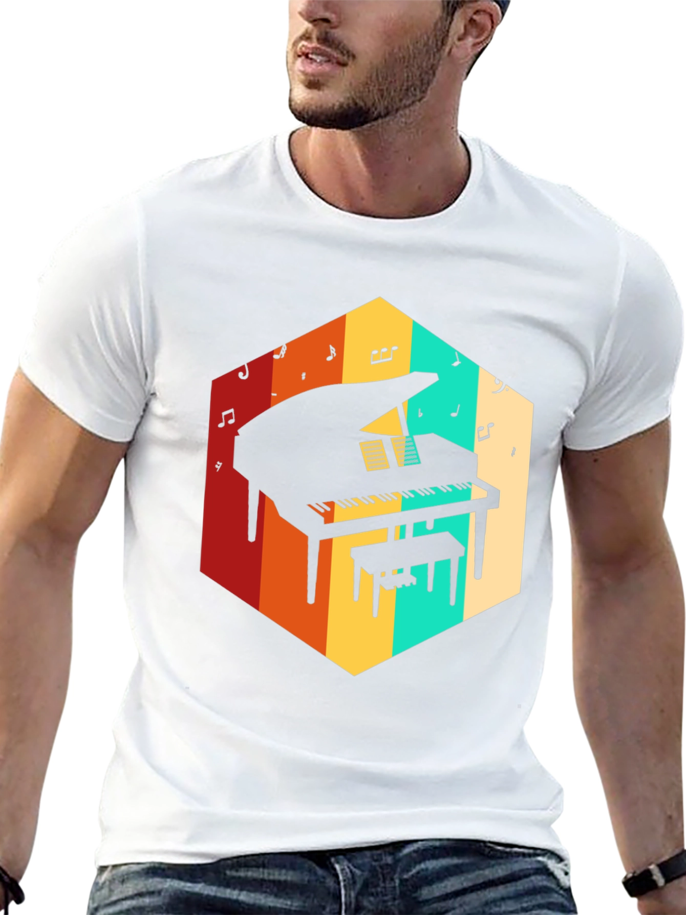 Retro Grand Piano Graphic Tee - Music Lover T-Shirt