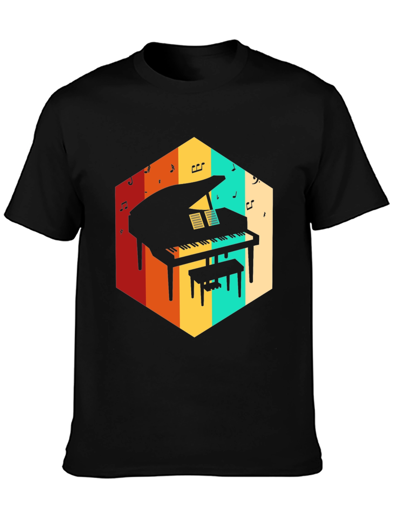 Retro Grand Piano Graphic Tee - Music Lover T-Shirt