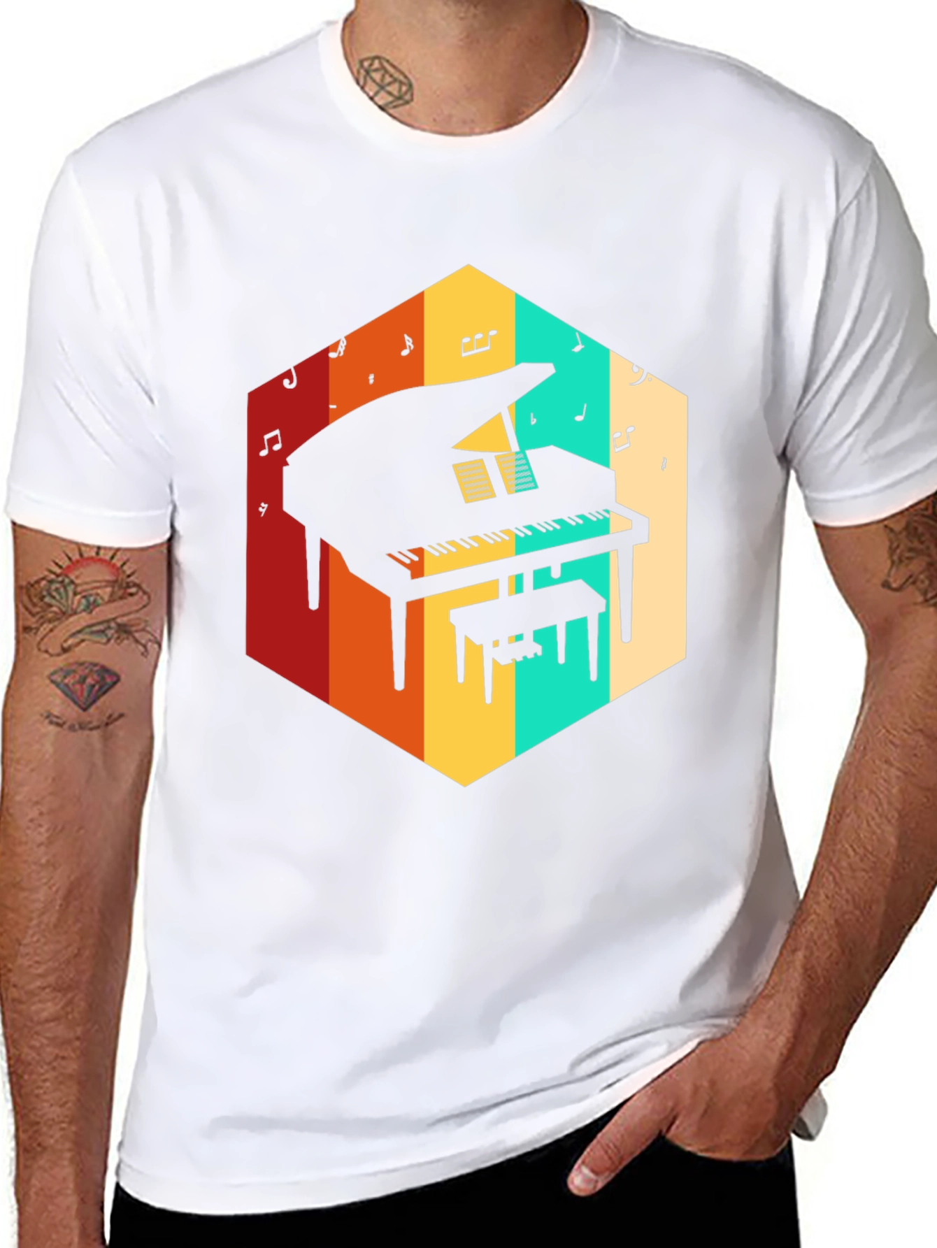 Retro Grand Piano Graphic Tee - Music Lover T-Shirt