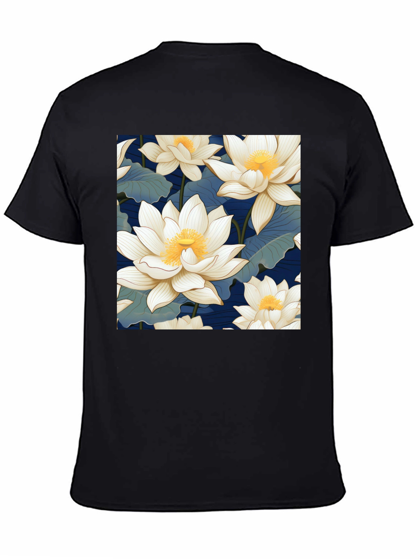 Lotus Flower Graphic Black T-Shirt