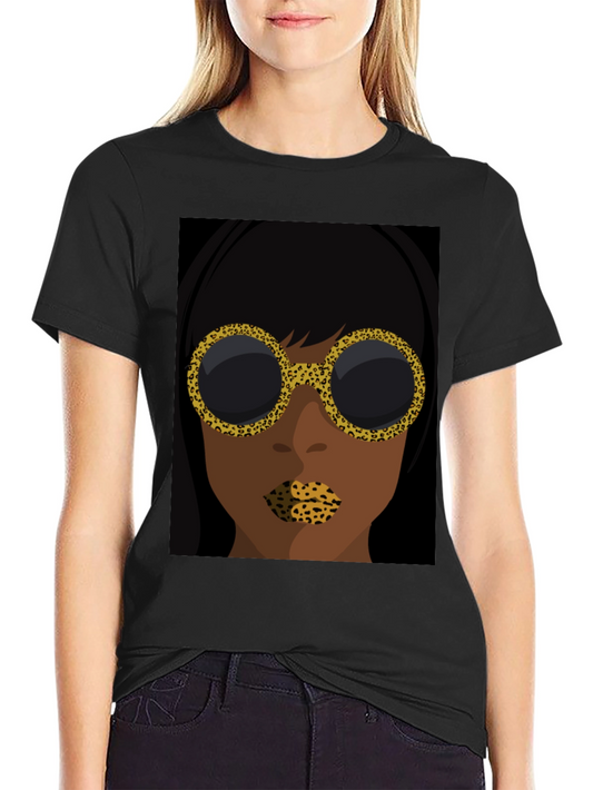 Abstract Leopard Print Face Graphic Tee
