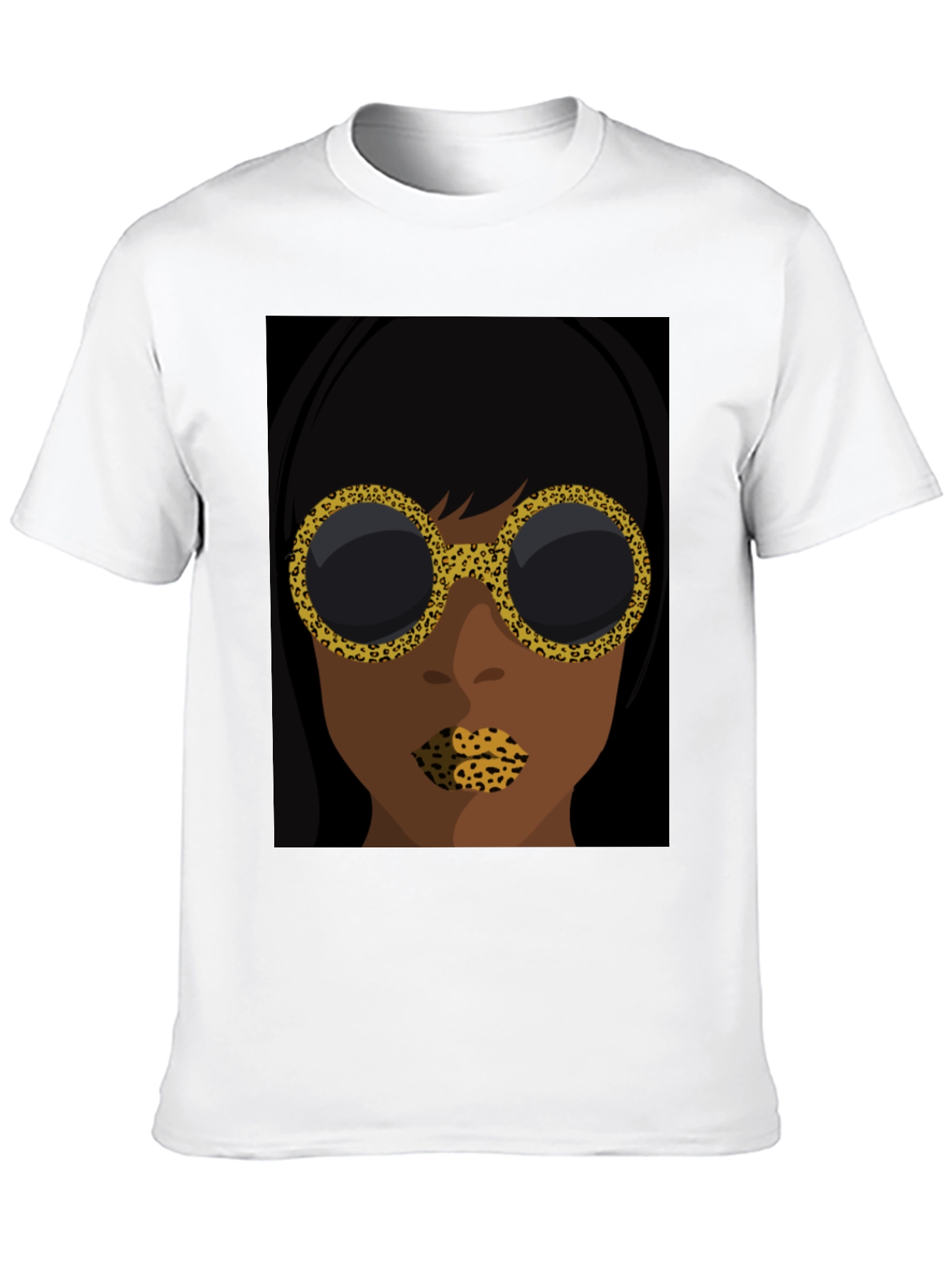 Abstract Leopard Print Face Graphic Tee
