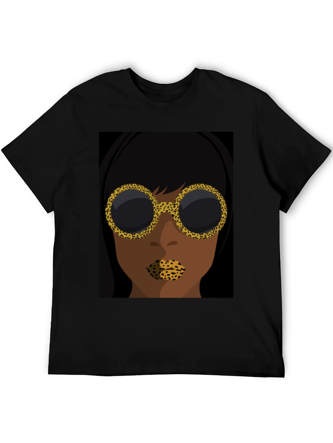 Abstract Leopard Print Face Graphic Tee