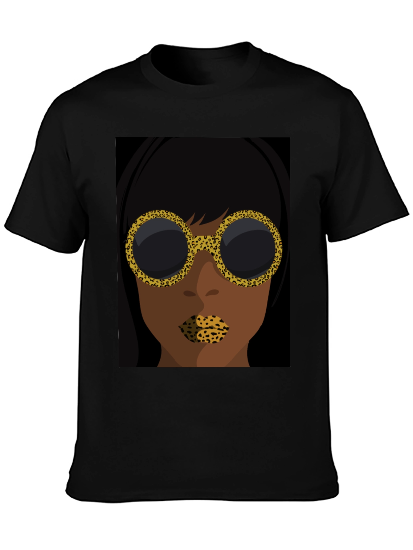 Abstract Leopard Print Face Graphic Tee