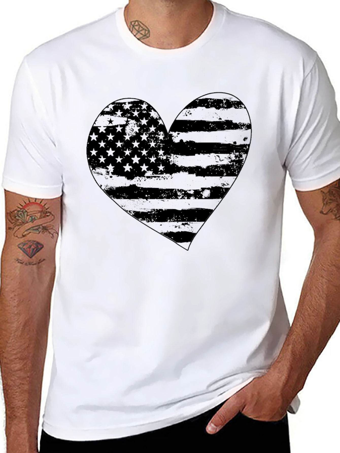 American Flag Heart Graphic T-Shirt