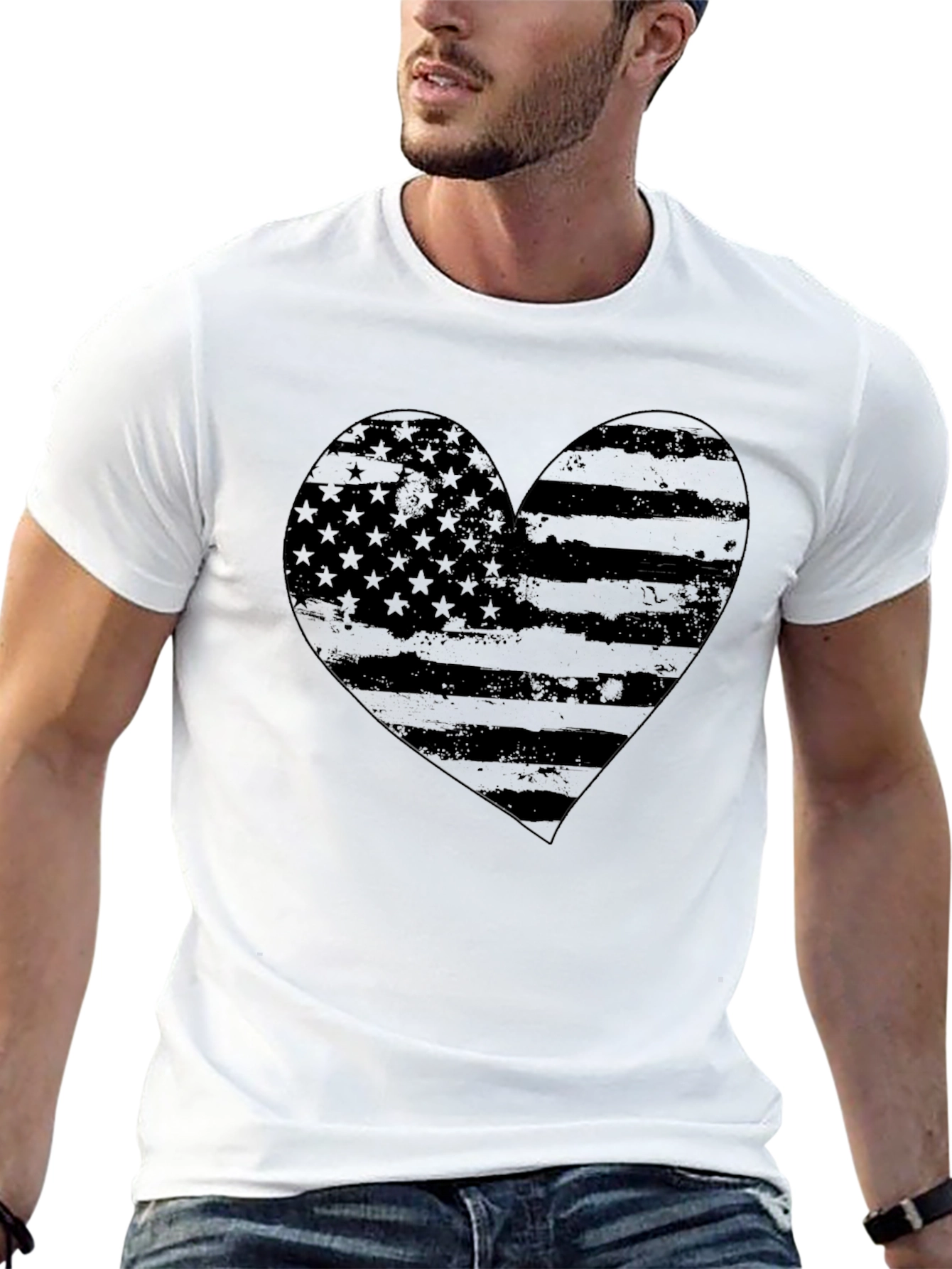 American Flag Heart Graphic T-Shirt