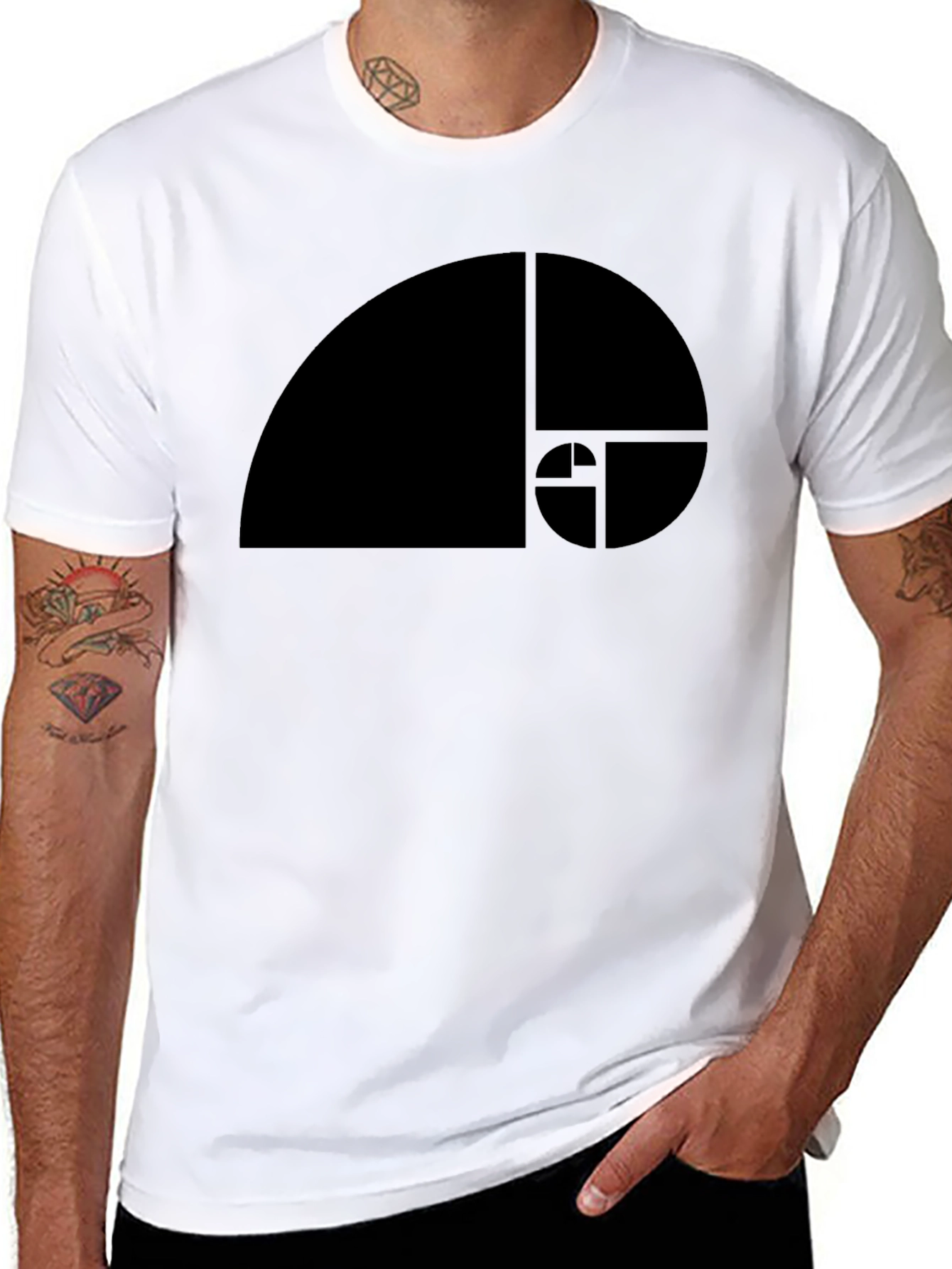 Fibonacci Sequence Graphic T-Shirt - Black