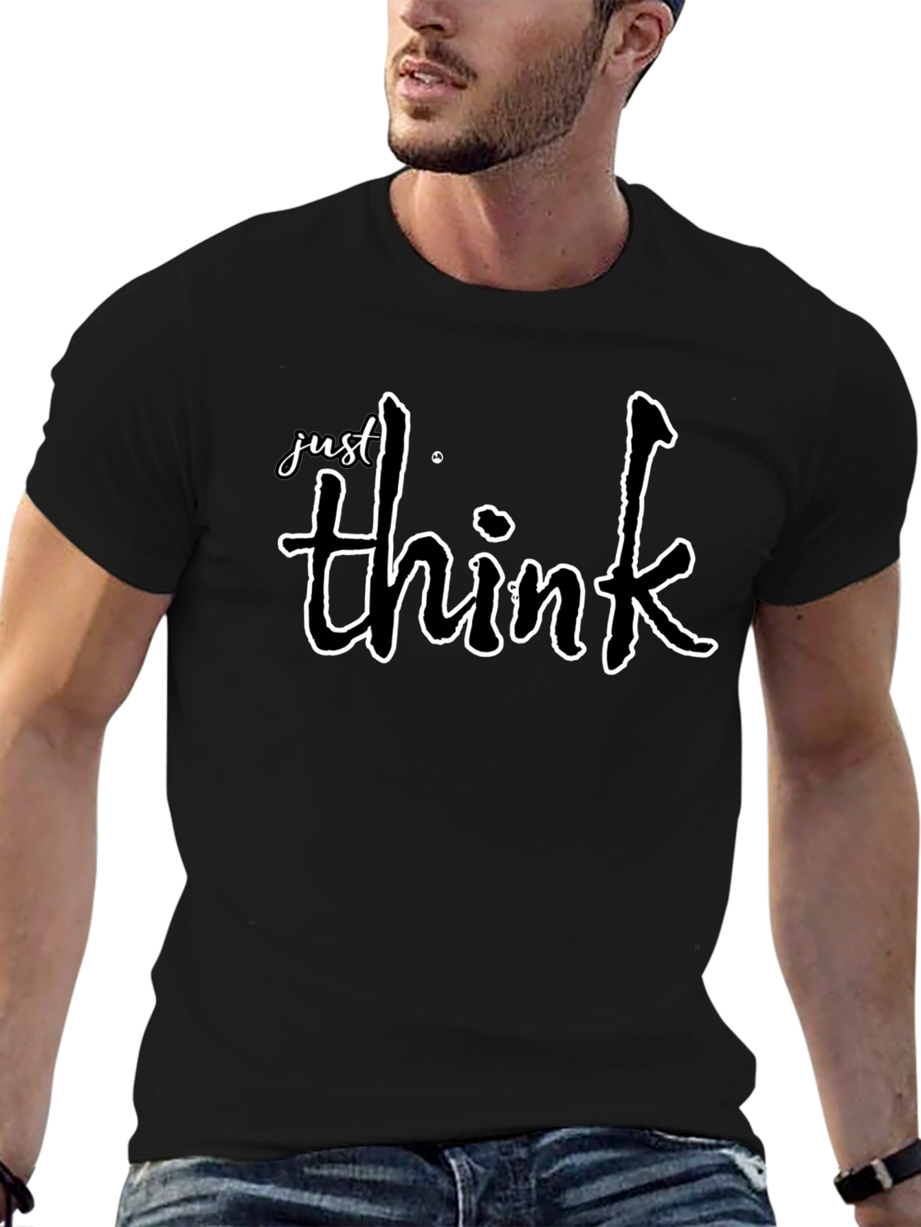 Just Think T-Shirt - Casual Black Tee