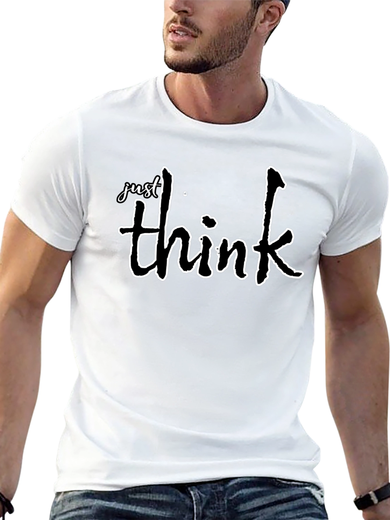 Just Think T-Shirt - Casual Black Tee