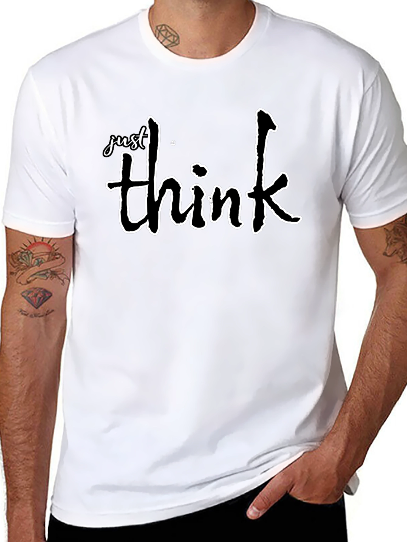 Just Think T-Shirt - Casual Black Tee