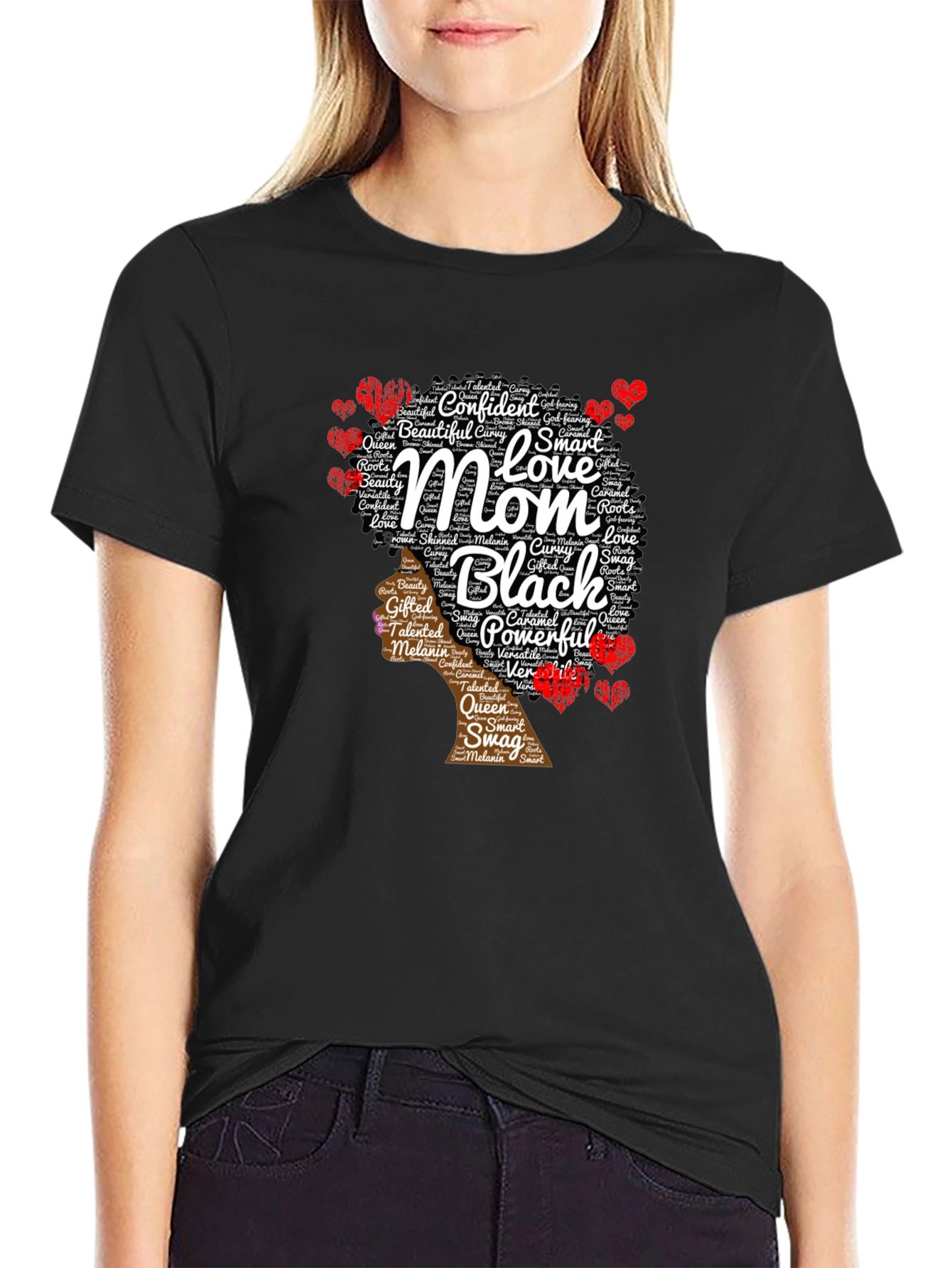 Black Mom T-Shirt - Confident Powerful Beautiful