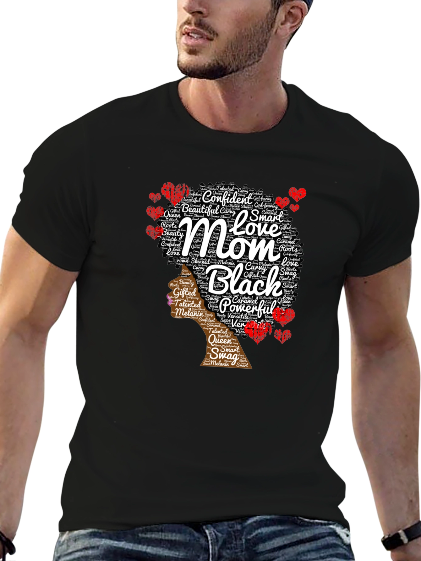 Black Mom T-Shirt - Confident Powerful Beautiful