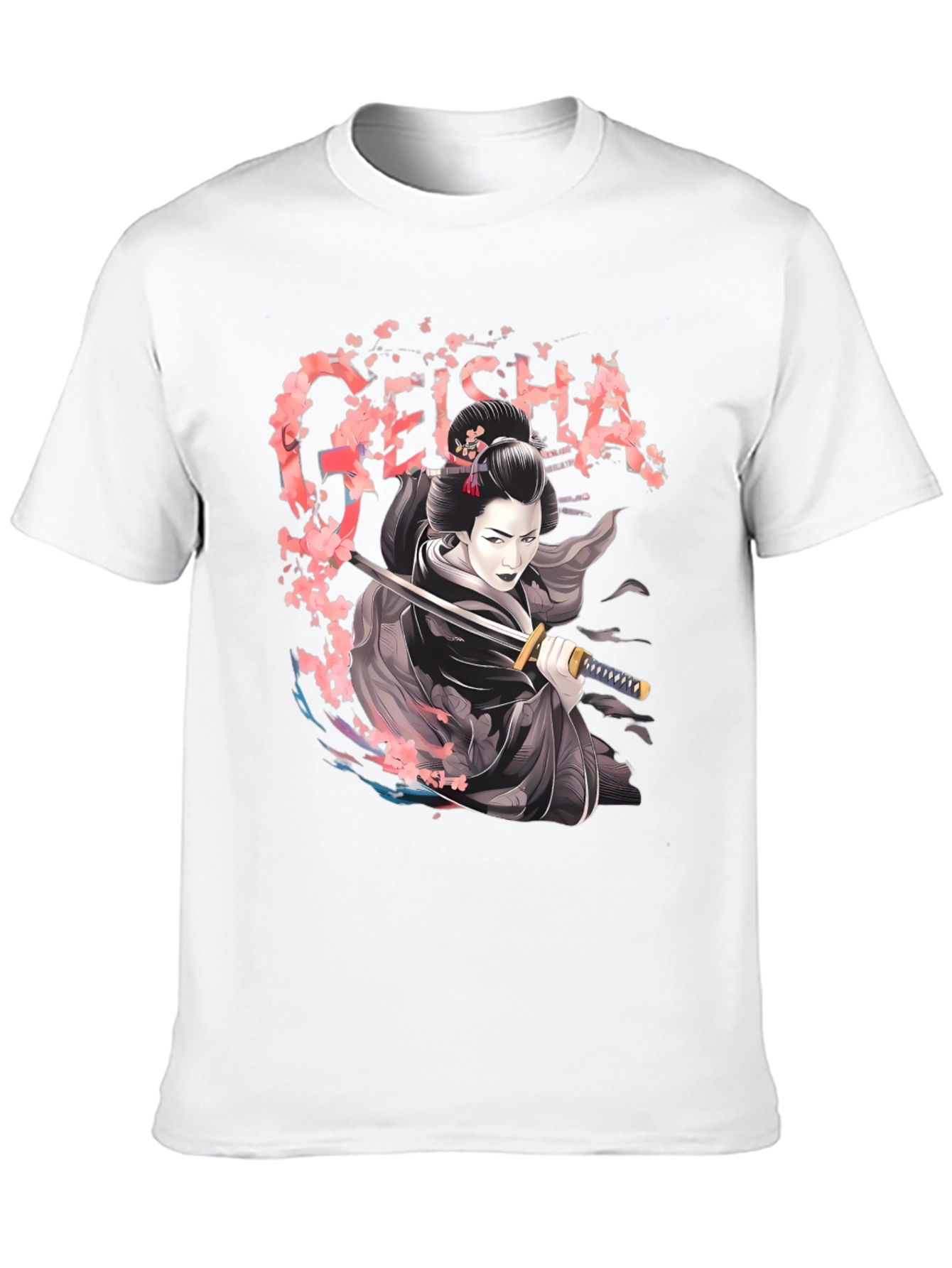 Geisha Katana Graphic T-Shirt - Unique Japanese Art Tee