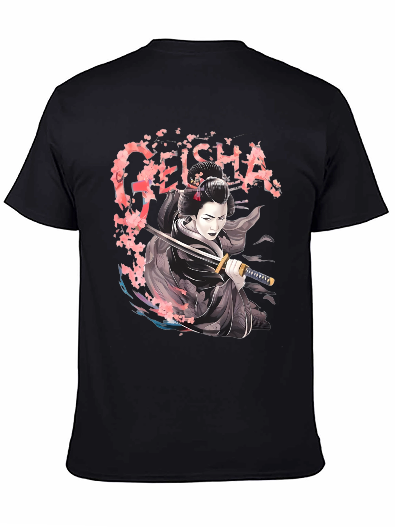Geisha Katana Graphic T-Shirt - Unique Japanese Art Tee