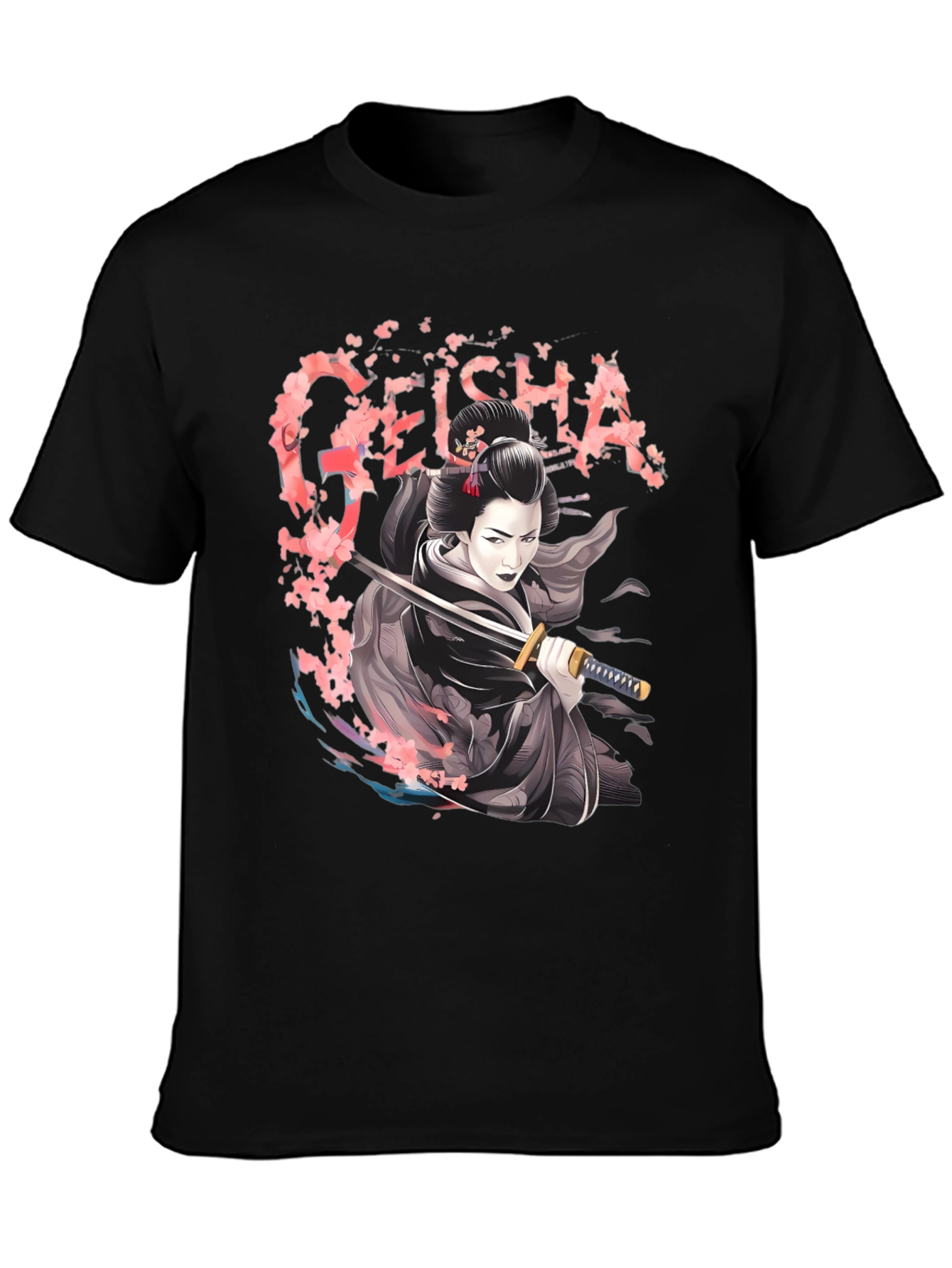 Geisha Katana Graphic T-Shirt - Unique Japanese Art Tee