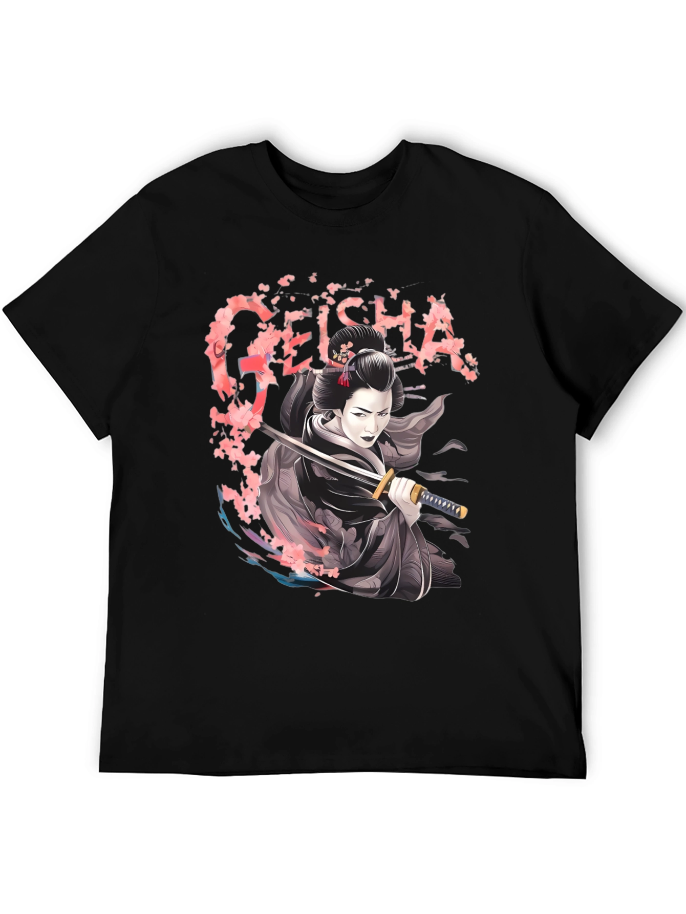 Geisha Katana Graphic T-Shirt - Unique Japanese Art Tee