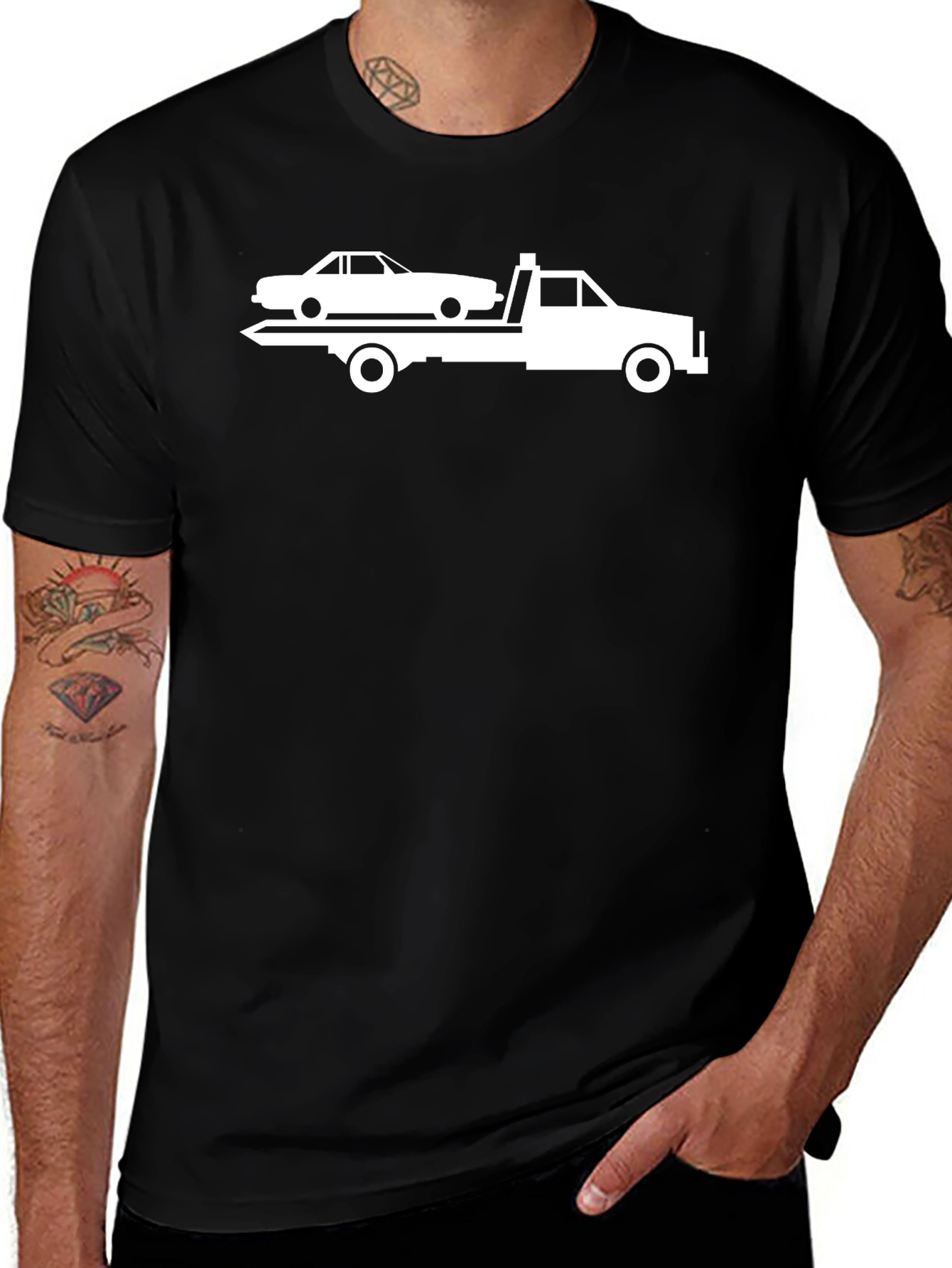 Tow Truck Graphic T-Shirt - Black