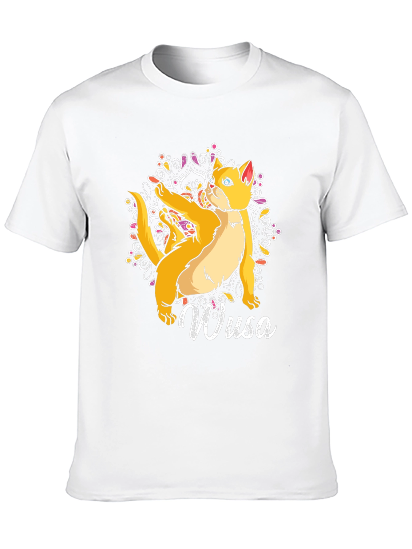 Wusa Cat Mandala Black T-Shirt