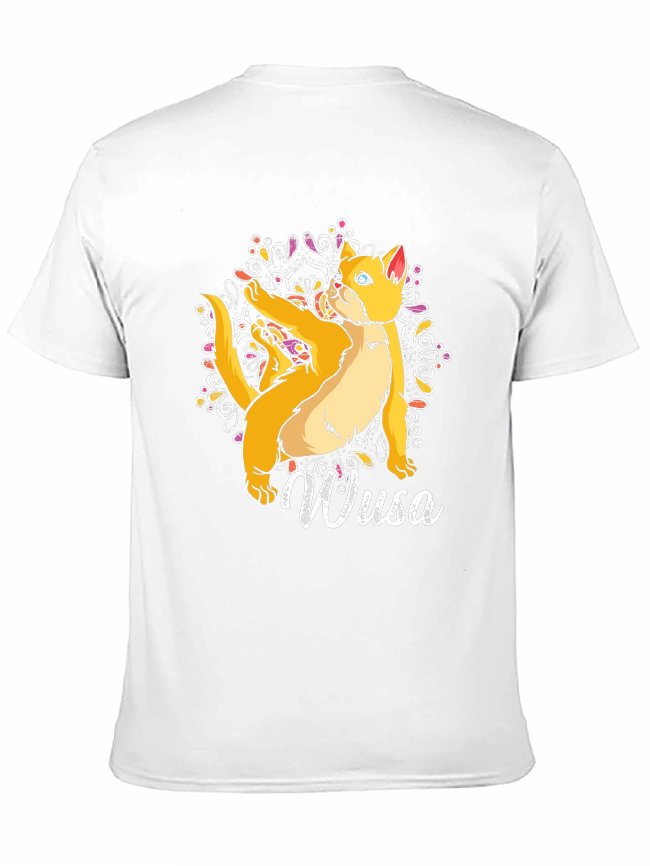 Wusa Cat Mandala Black T-Shirt