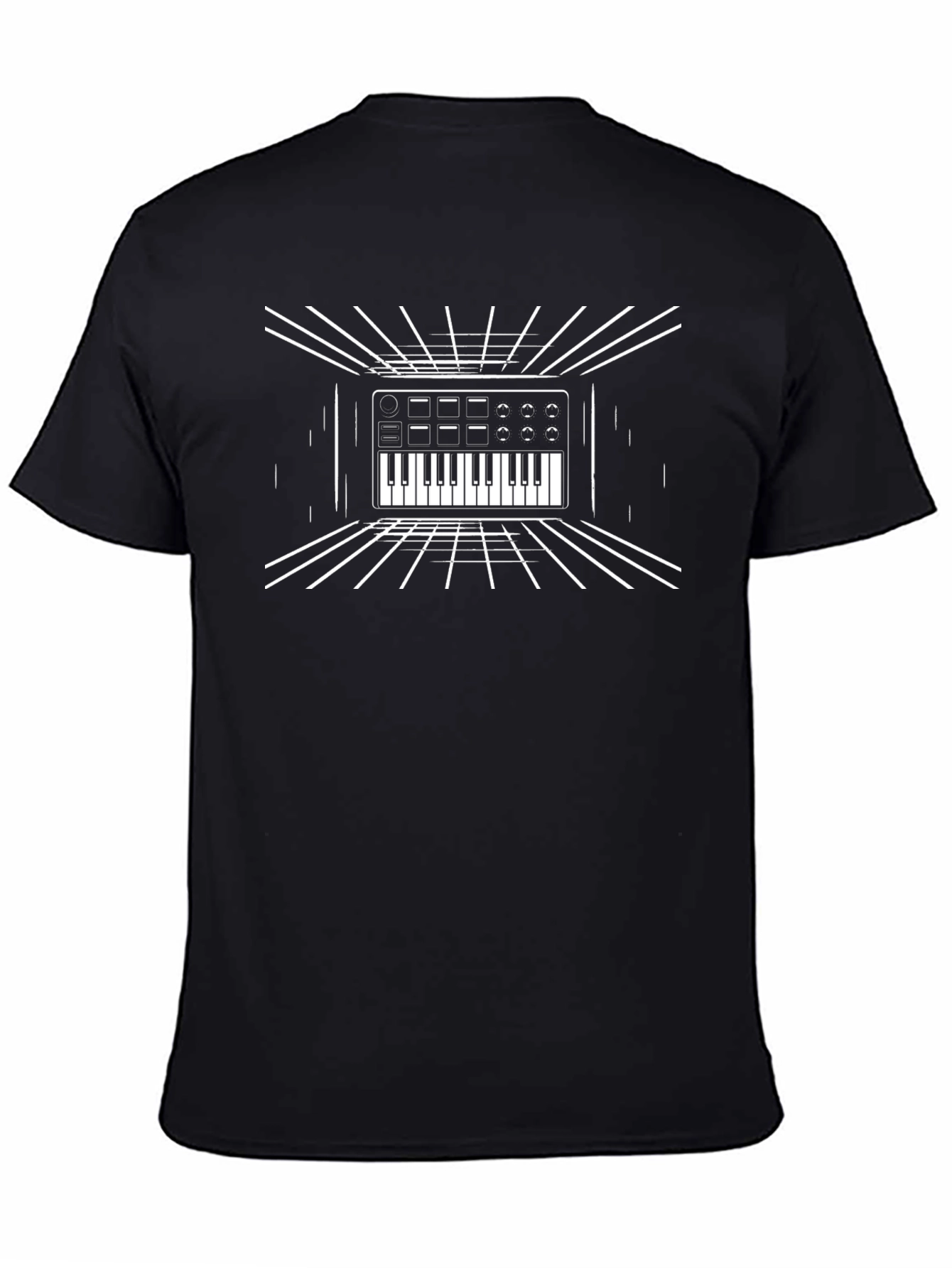 Retro Synthwave Keyboard Graphic Tee - Black