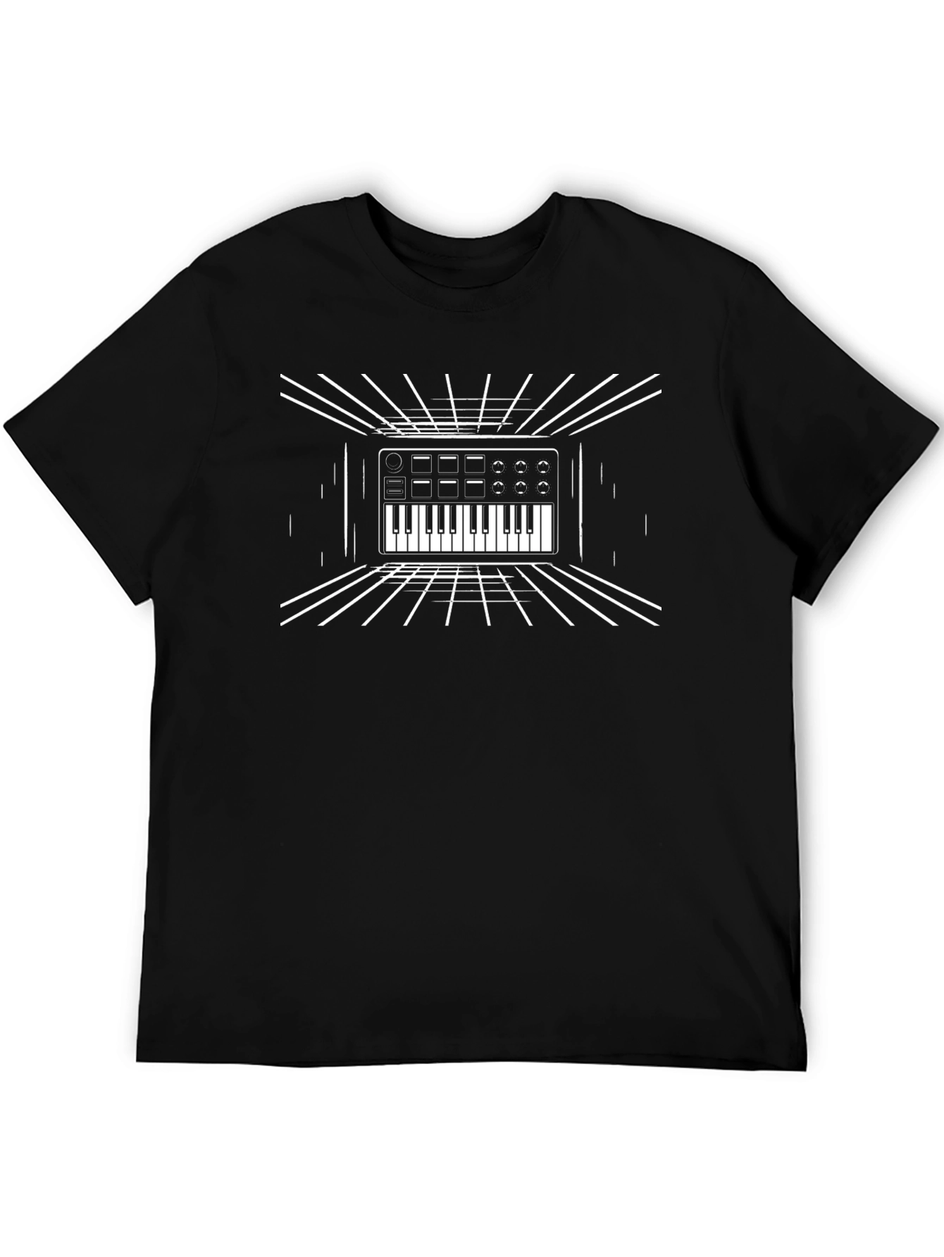 Retro Synthwave Keyboard Graphic Tee - Black