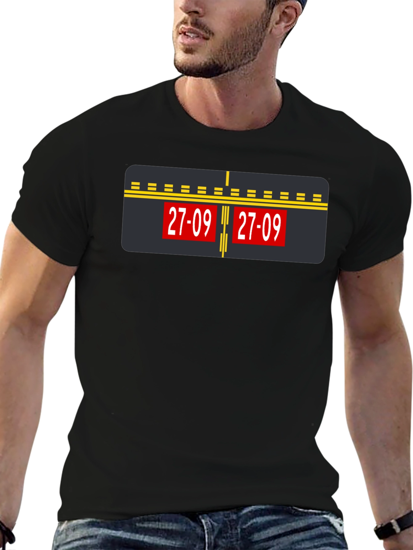 Airport Runway 27-09 Graphic Tee - Black