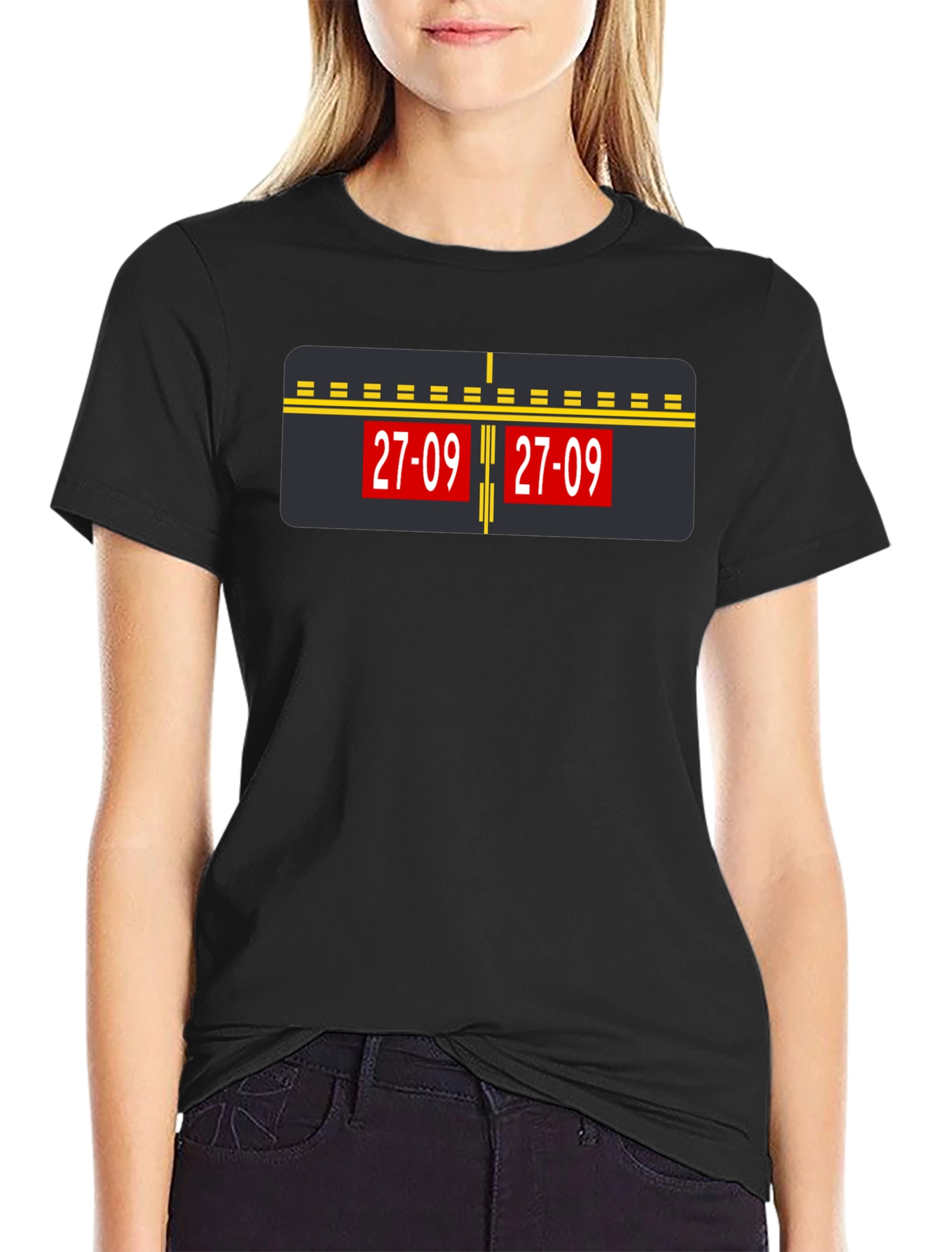 Airport Runway 27-09 Graphic Tee - Black