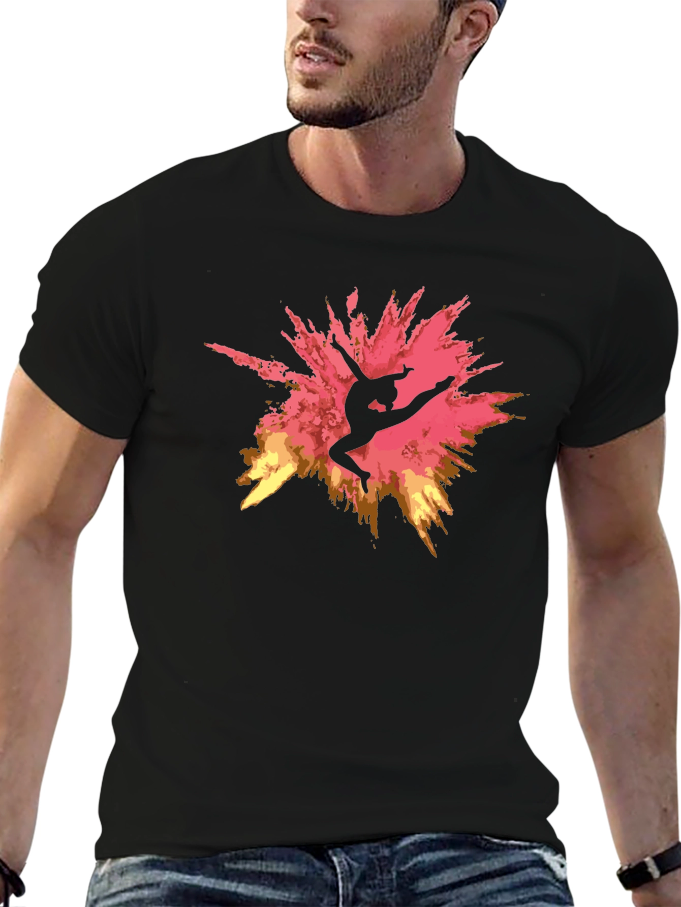 Gymnast Silhouette Graphic Black T-Shirt