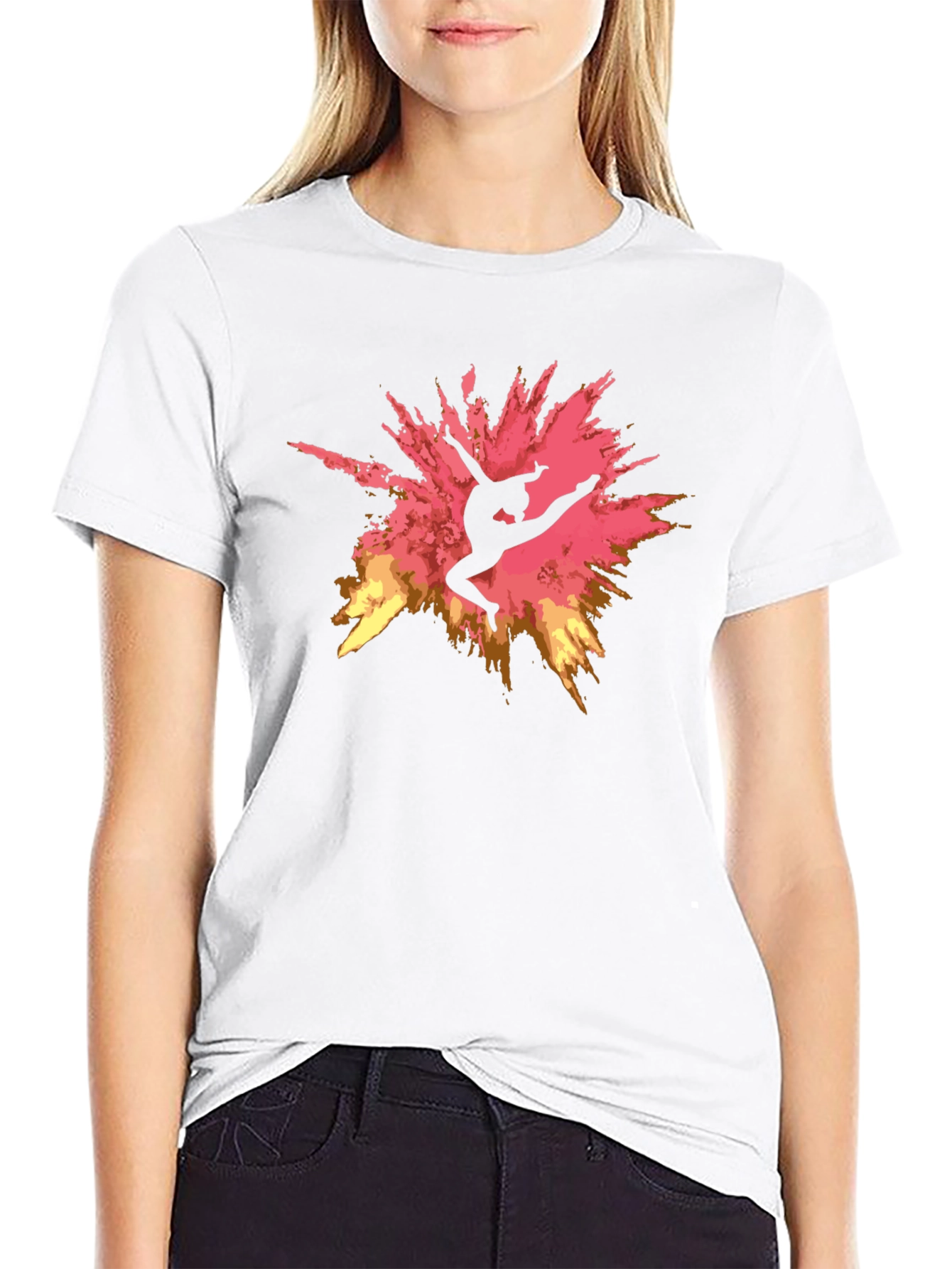 Gymnast Silhouette Graphic Black T-Shirt