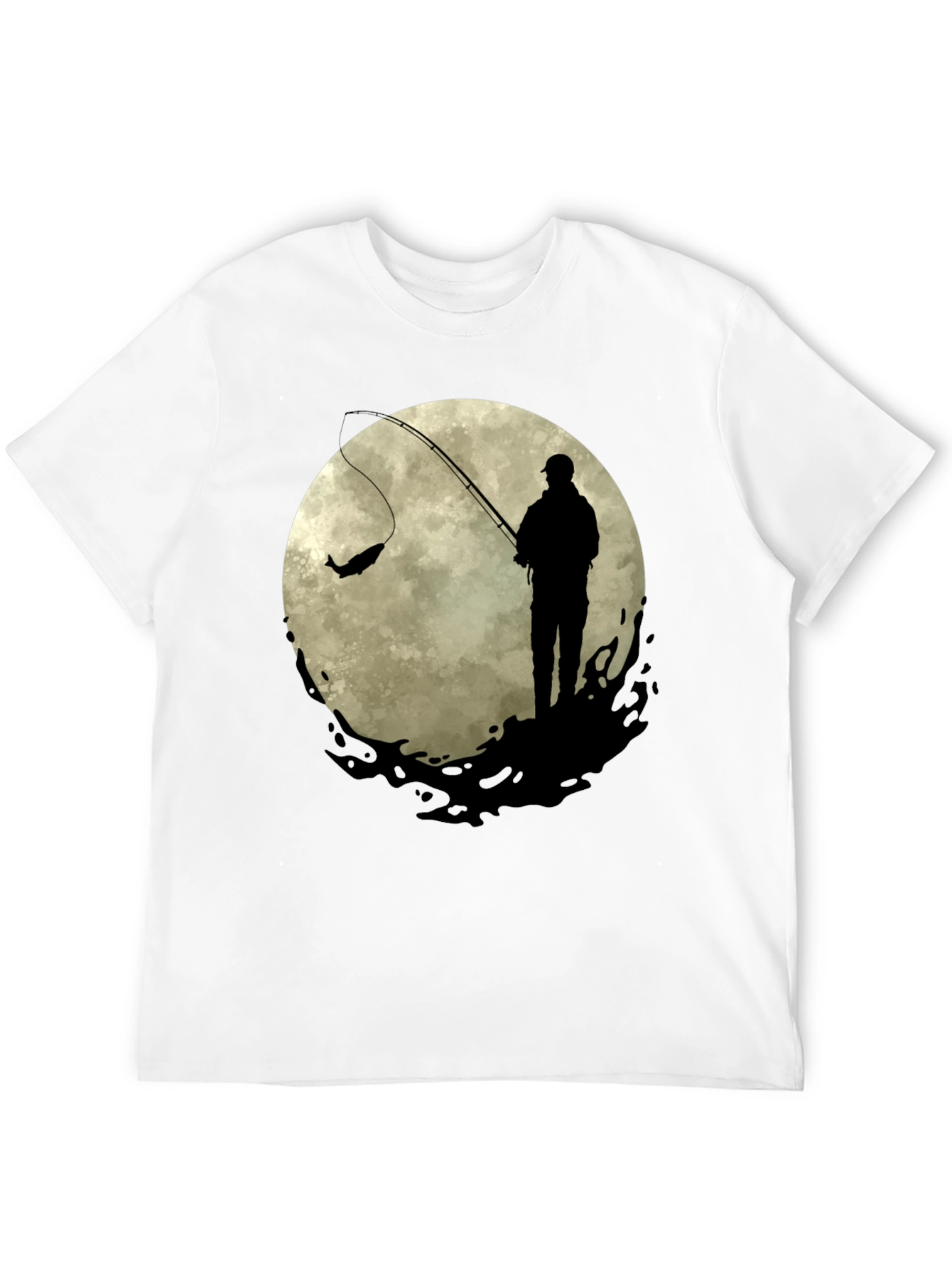 Fisherman Moon Graphic Tee - Black Cotton Blend